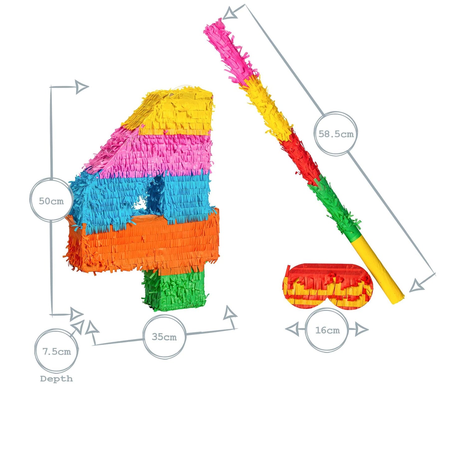 Large Number 4 Pinata Party Set