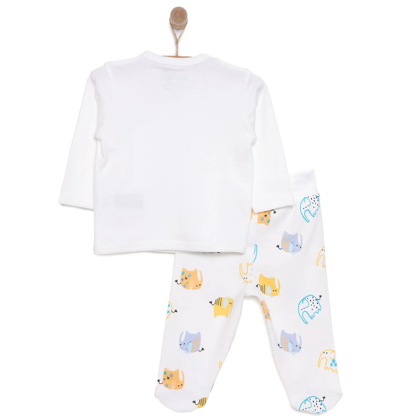 HelloBaby Unisex Wrapover Top-Footed Bottom - Ecru