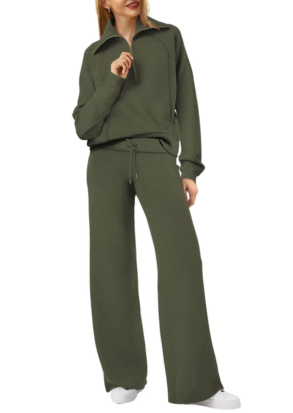 Europe And America Foreign Trade Autumn And Winter Fashion Casual Sport Two-piece Set For Women