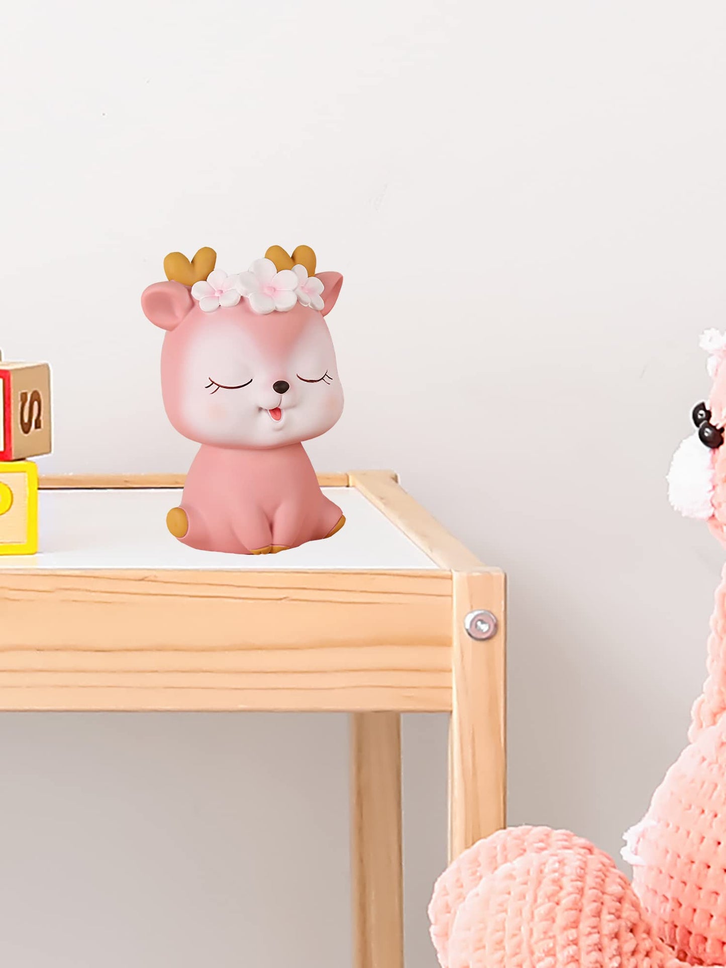 BCIULASL Pink Deer Piggy Bank – Durable ABS Coin Box for Kids and Adults