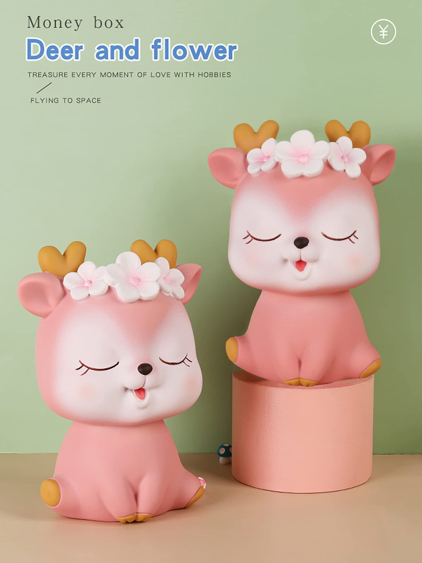 BCIULASL Pink Deer Piggy Bank – Durable ABS Coin Box for Kids and Adults