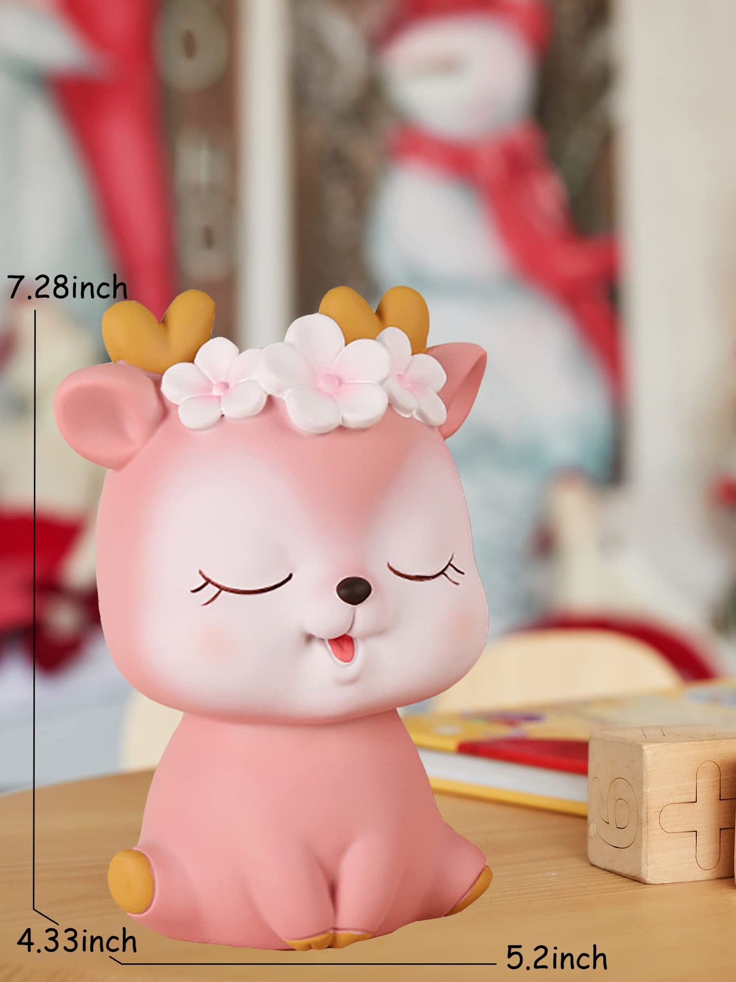BCIULASL Pink Deer Piggy Bank – Durable ABS Coin Box for Kids and Adults