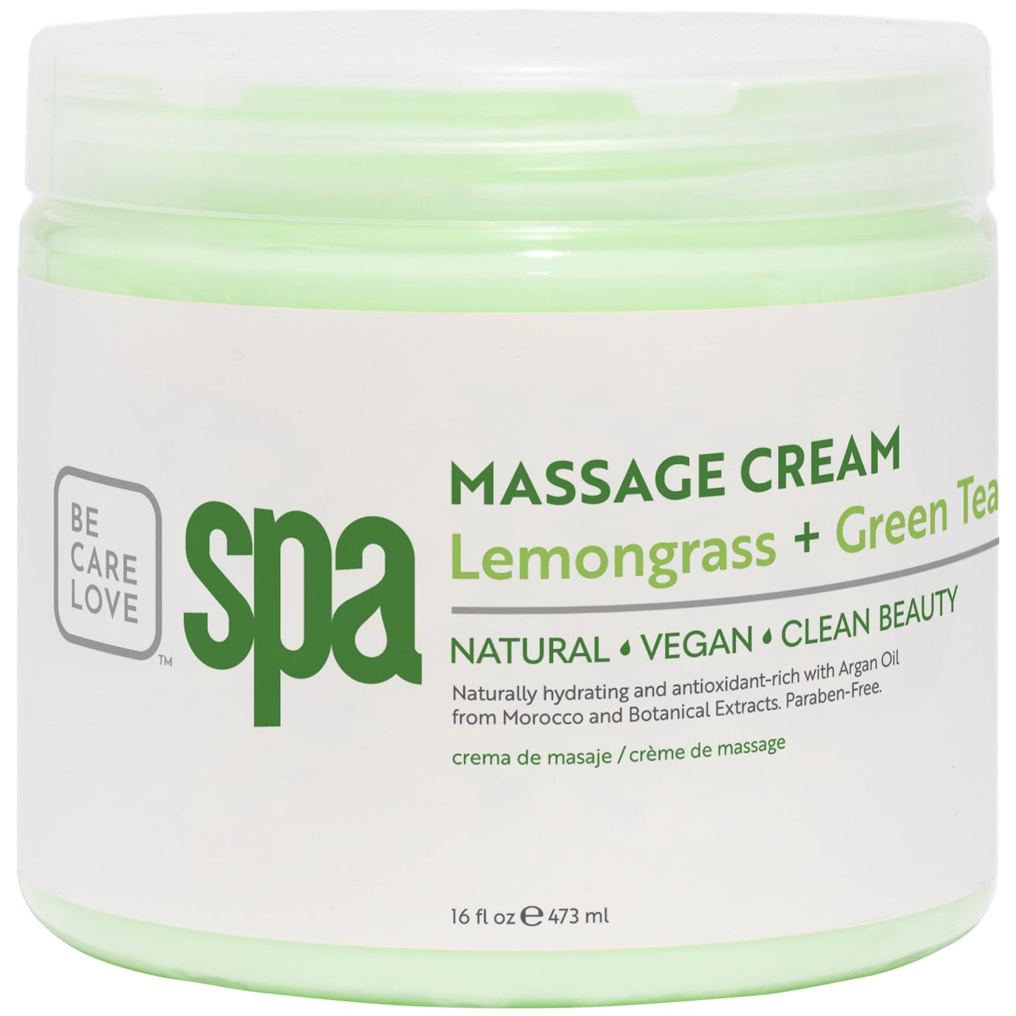 BCL SPA Massage Cream with Lemongrass + Green Tea – Hydrating Body Lotion, 16 oz