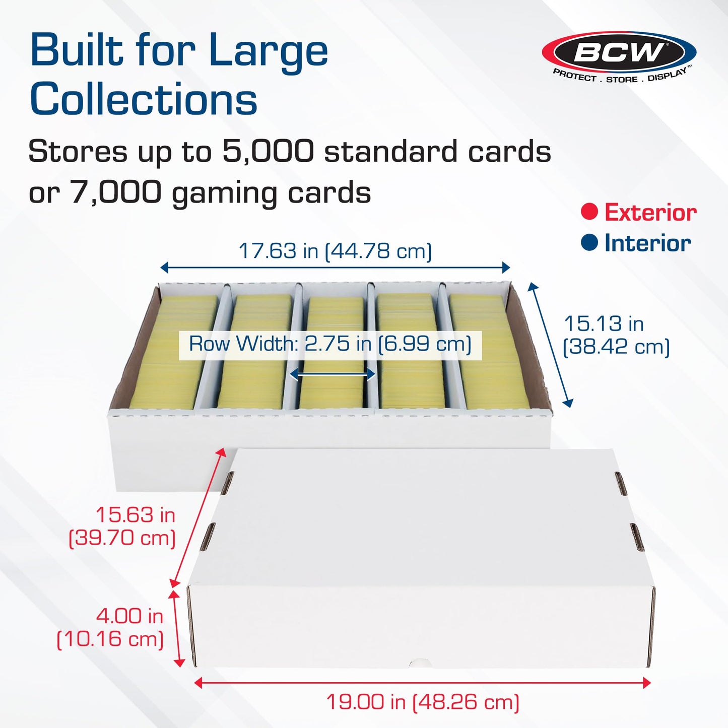 BCW 5000ct Trading Card Storage Box (Full Lid) – 1 Pack | High-Capacity Card Organizer
