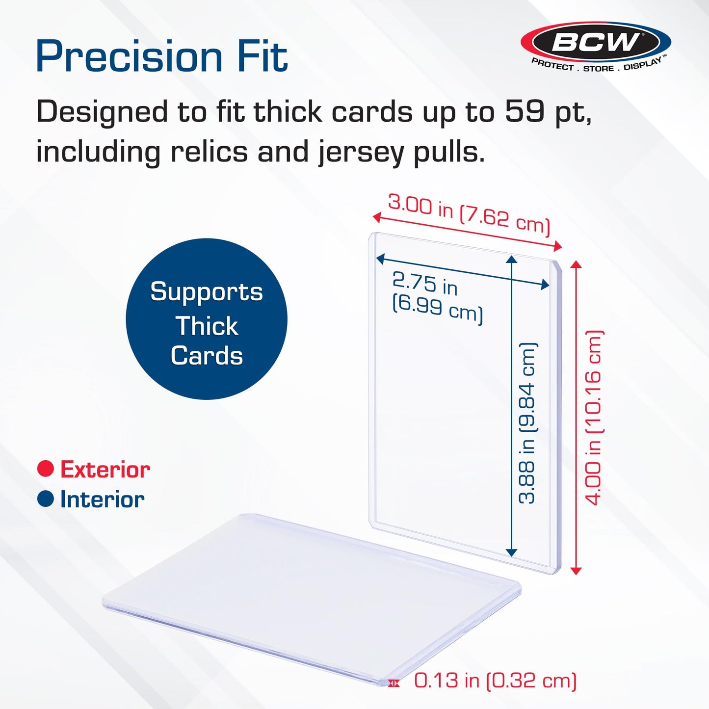 BCW 59 PT Thick Card Top Loaders | Rigid Protection for Cards Up to 59pt (1 Pack)