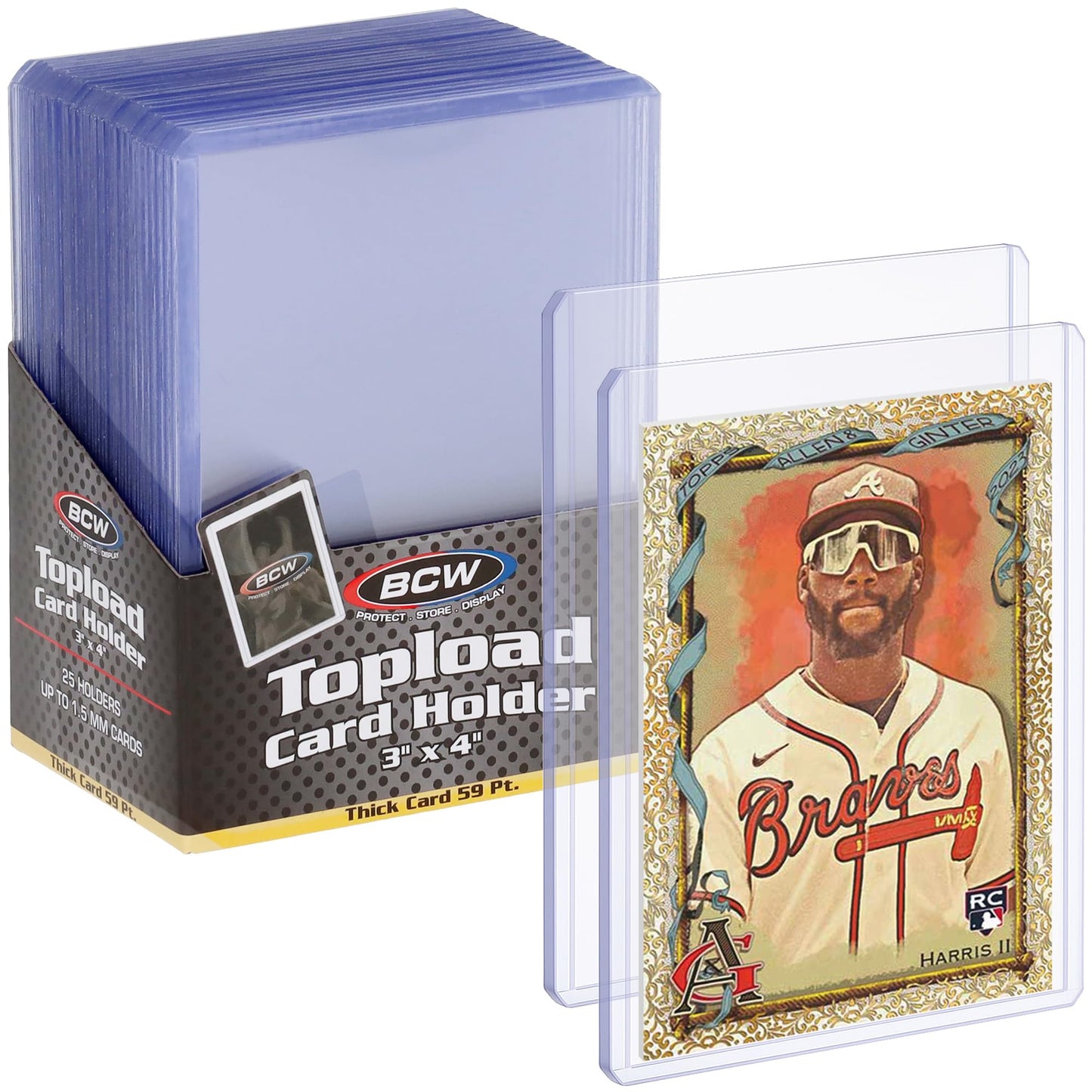 BCW 59 PT Thick Card Top Loaders – 100 Pack, Rigid 59pt Toploaders for Trading Cards & Memorabilia