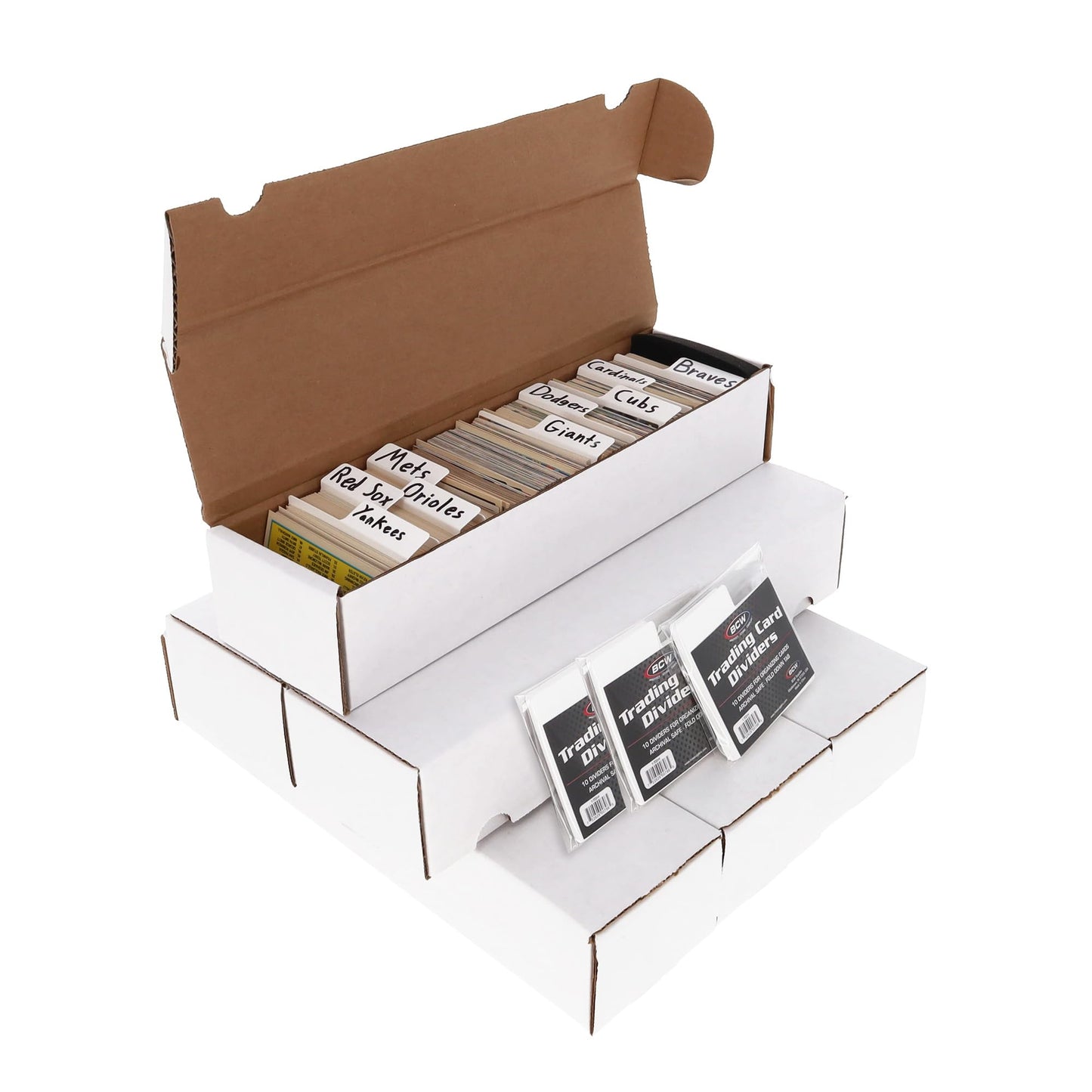 BCW 800ct Trading Card Storage Box + 30 Dividers – 6 Boxes & 30 Dividers | Card Organizer