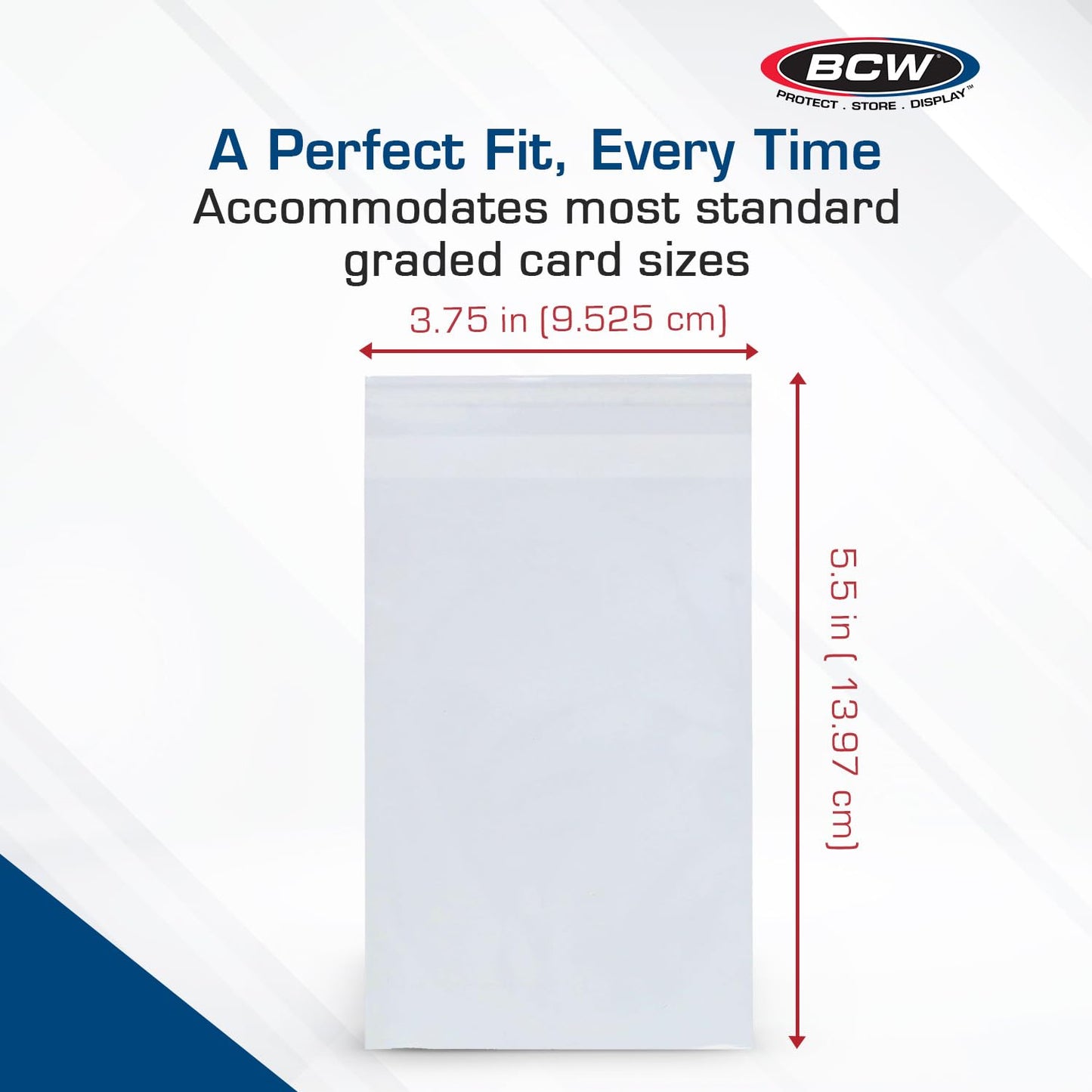 BCW Resealable Graded Card Sleeves | 100 Pack | Universal Fit for PSA, Beckett, SGC & More | Acid-Free Archival Polypropylene | 3¾ x 5½ with 1” Flap