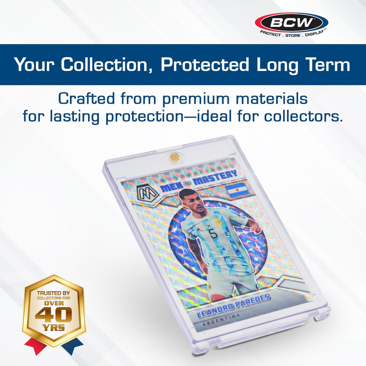 BCW Magnetic Card Holder – 35 PT Thickness, 40 Pack | Gold Magnet Closure, UV Protected Display Case
