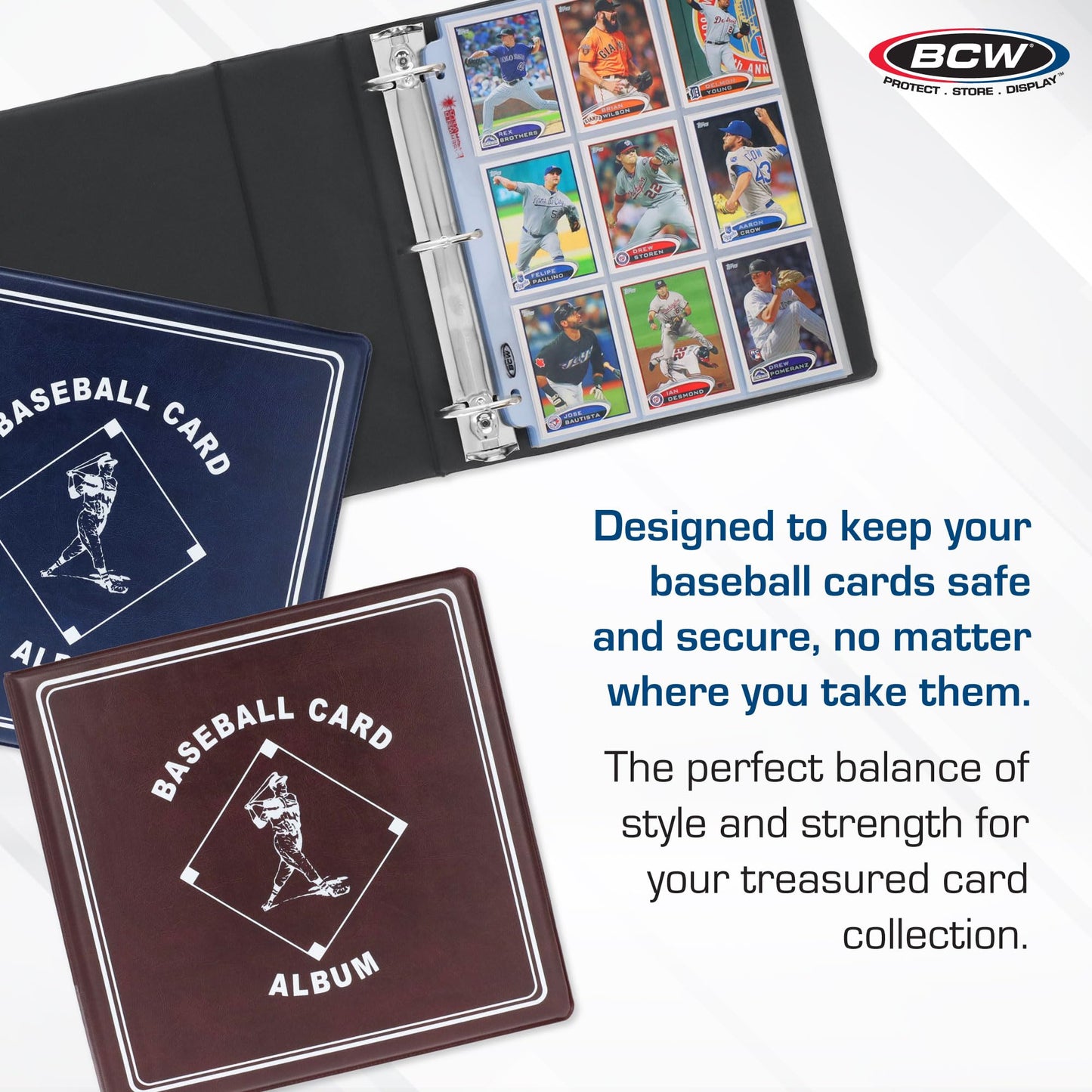 BCW 3-Inch Baseball Album Black – Holds Up to 90 Protective Pages with Heavy-Duty D-Ring