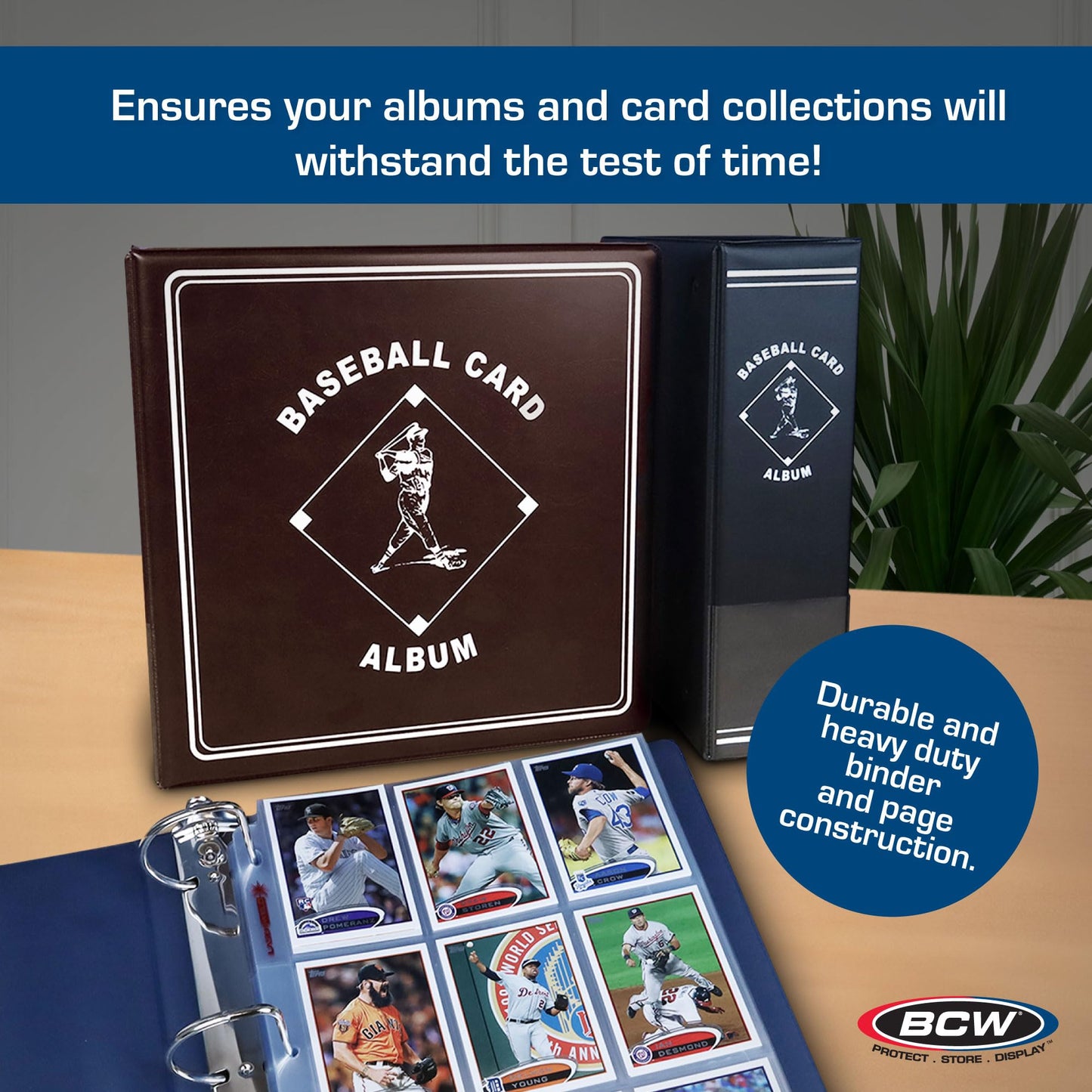 BCW 3-Inch Baseball Album Black – Holds Up to 90 Protective Pages with Heavy-Duty D-Ring