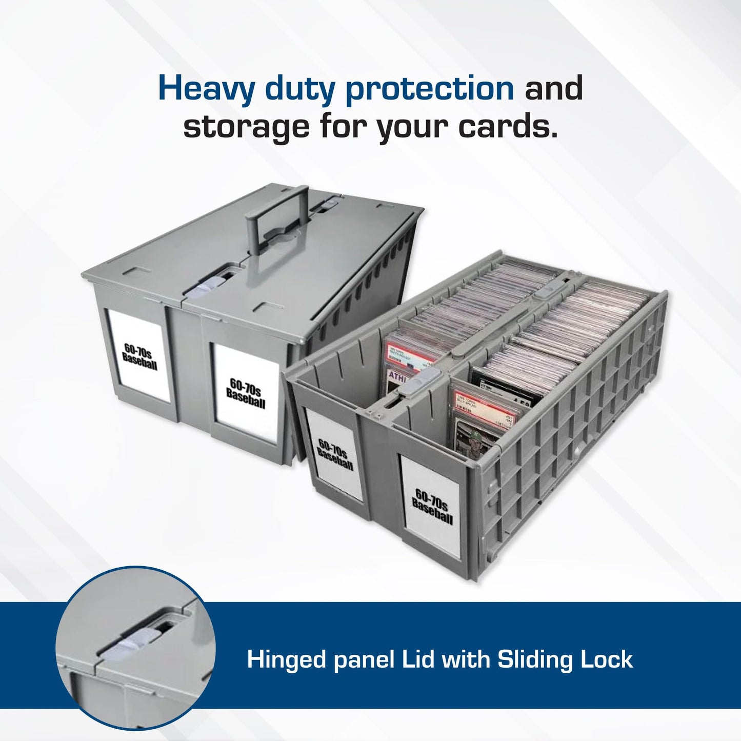 BCW 2-Row Graded Card Storage Box – Gray | Stackable PSA Slab Case with Lid & Handle