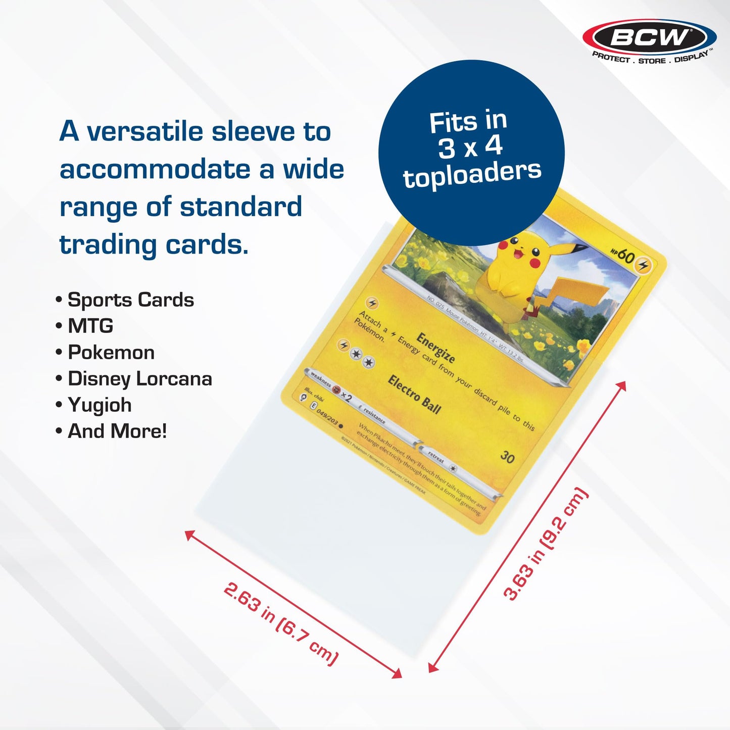 BCW Standard Card Sleeves 2-5/8 x 3-5/8 in – 100 Packs (10,000 ct) Crystal Clear, Acid-Free, Toploader Compatible