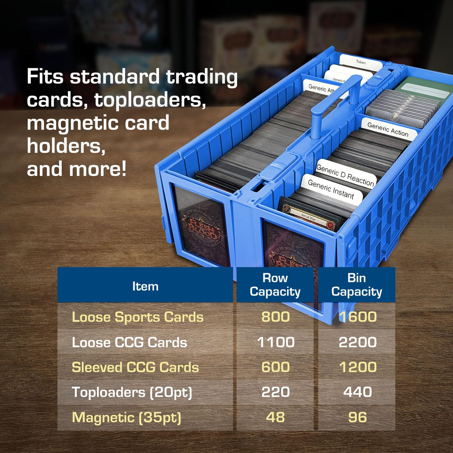 BCW Collectible Card Bin – 6-Pack Blue | Holds Up to 1600 Cards | TCG Storage