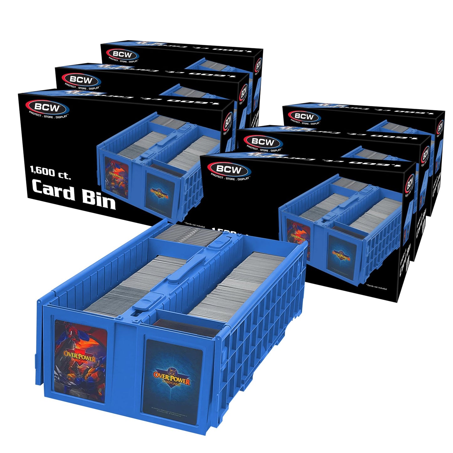BCW Collectible Card Bin – 6-Pack Blue | Holds Up to 1600 Cards | TCG Storage