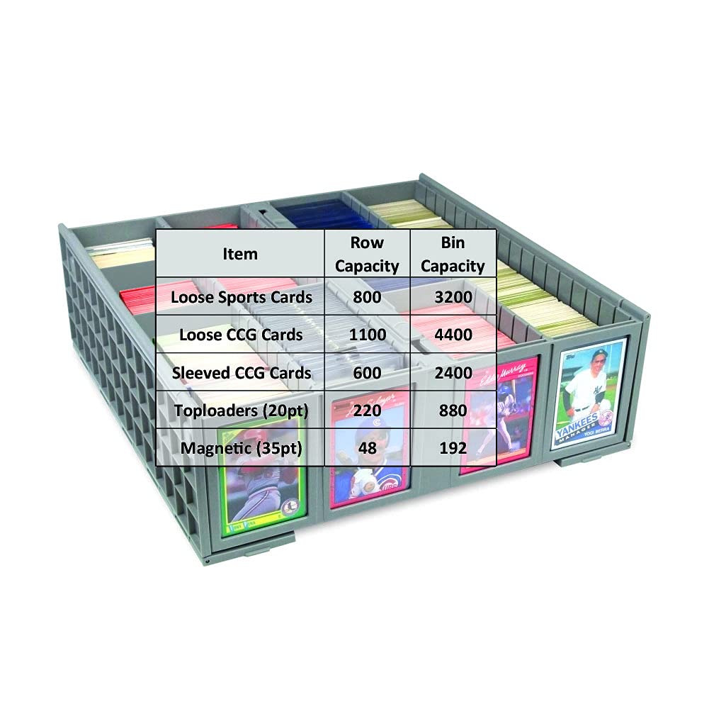 BCW Collectible Card Bin (4-Pack, Gray) – 3,200 Cards per Bin