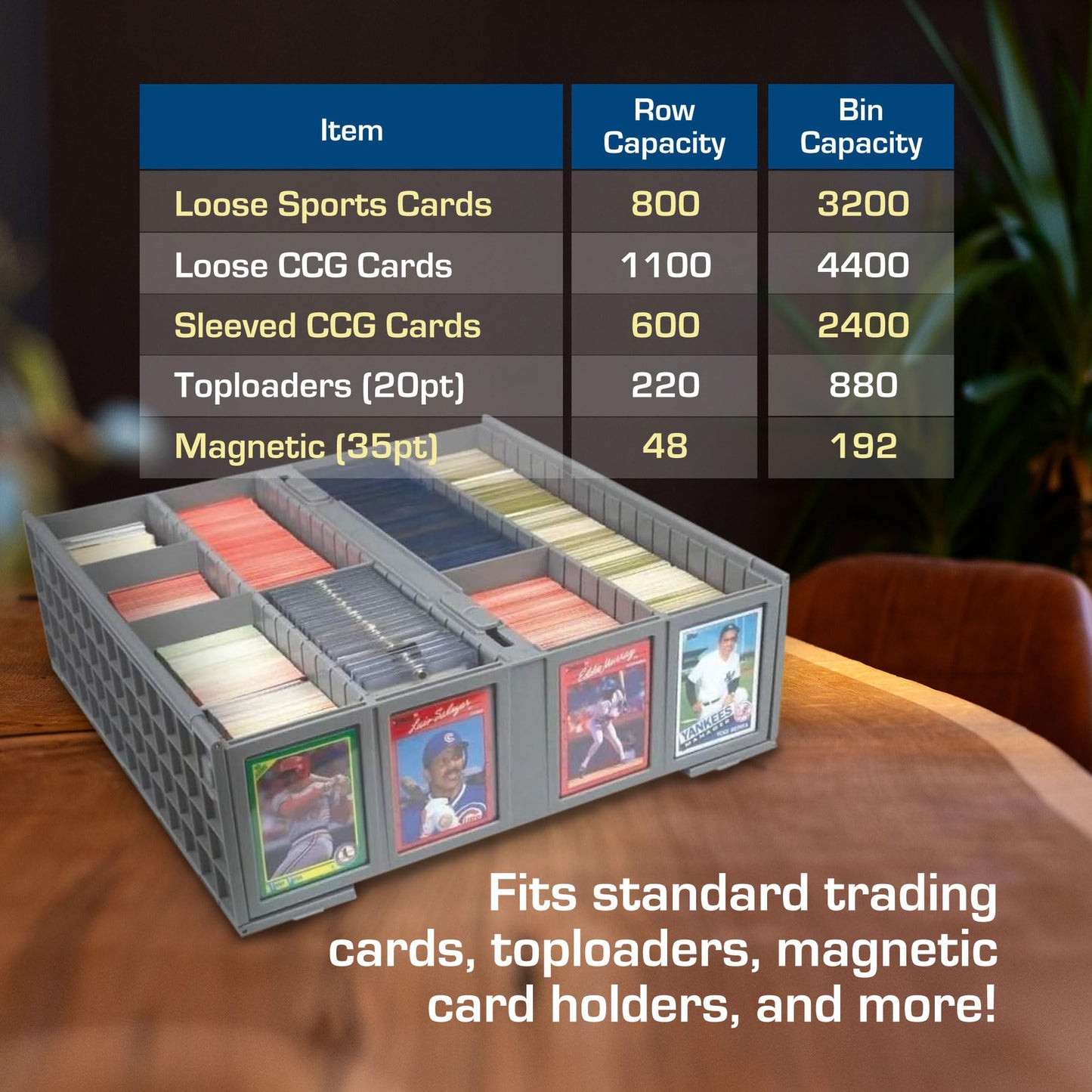 BCW Collectible Card Bin (2-Pack, Gray) | Holds 3,200 Cards Each + 4 Dividers