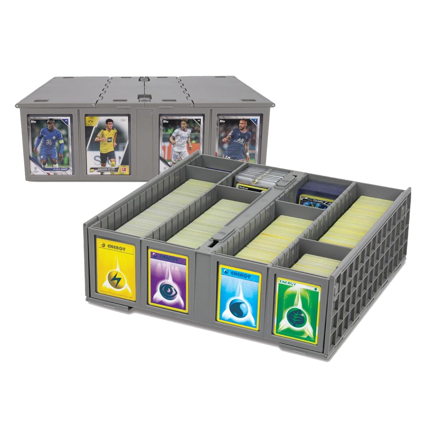 BCW Collectible Card Bin (2-Pack, Gray) | Holds 3,200 Cards Each + 4 Dividers