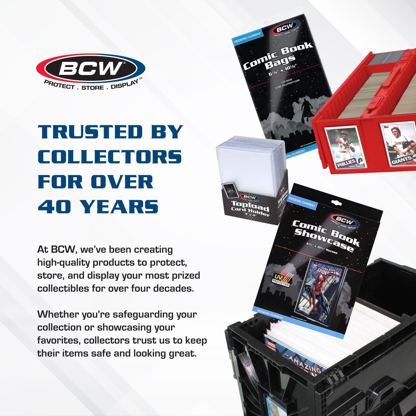 BCW Collectible Card Bin (4-Pack, Gray) – 3,200 Cards per Bin