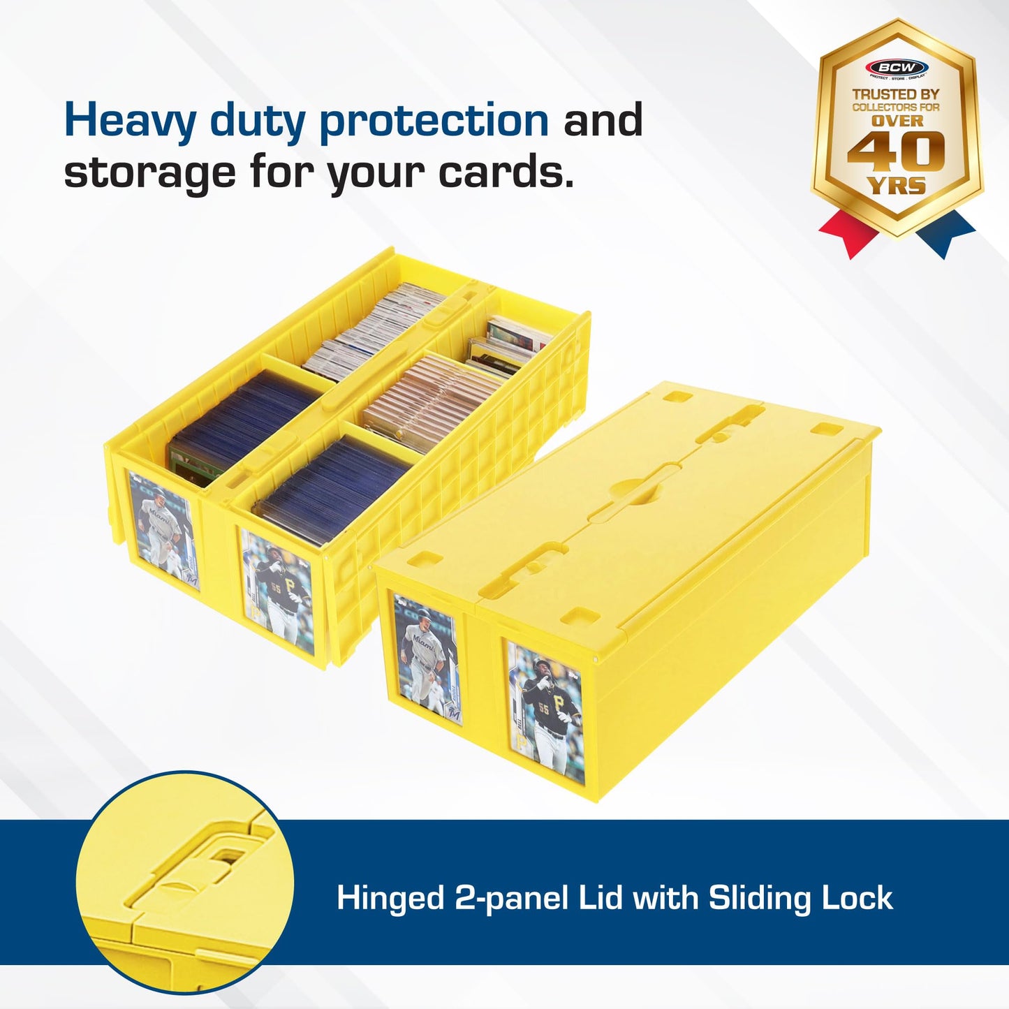 BCW Collectible Card Bin – Holds 1600 Cards – Yellow (2-Pack)