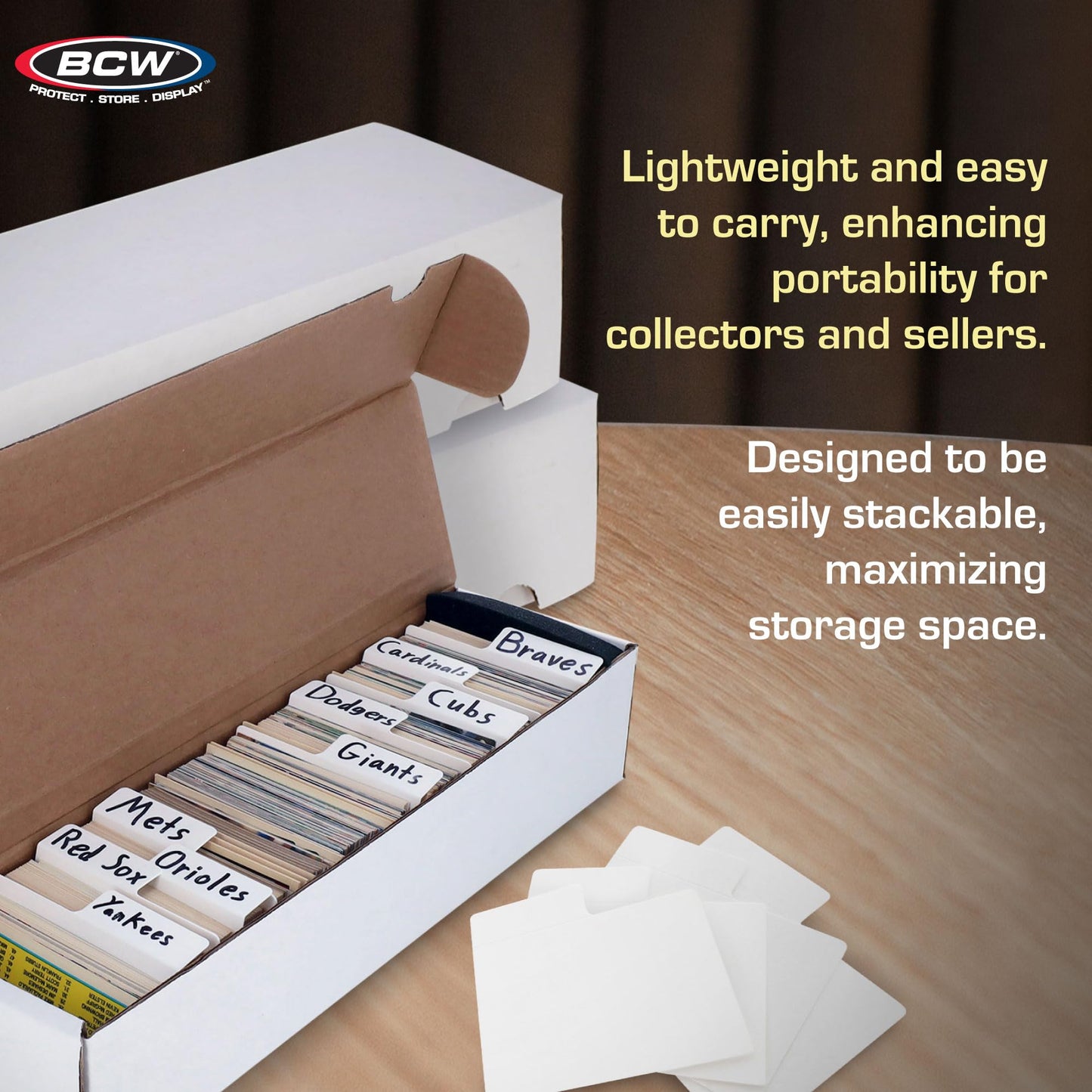 BCW 800ct Trading Card Storage Box + 30 Dividers – 6 Boxes & 30 Dividers | Card Organizer