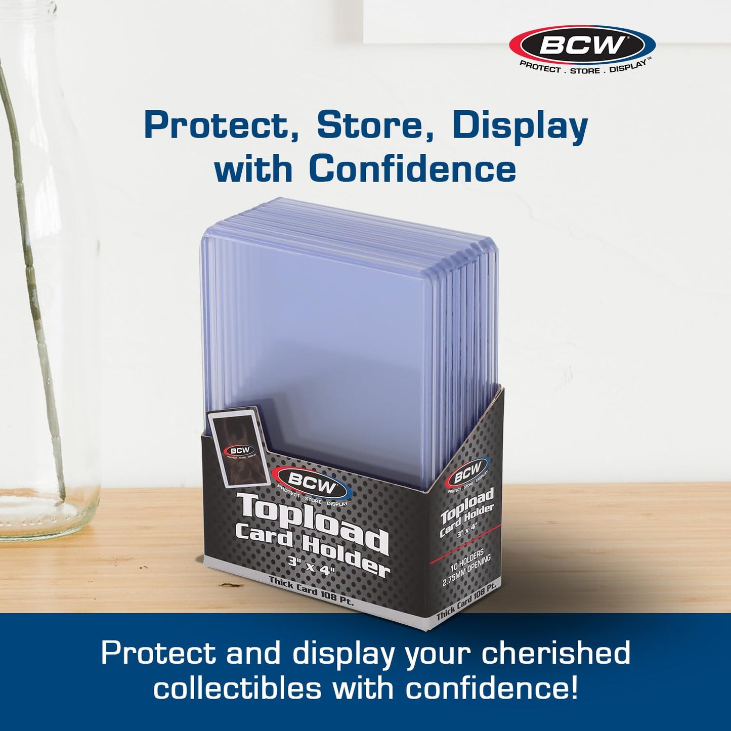 BCW 108 PT Thick Card Toploader Holder – Durable Rigid PVC Protection (Pack of 1)