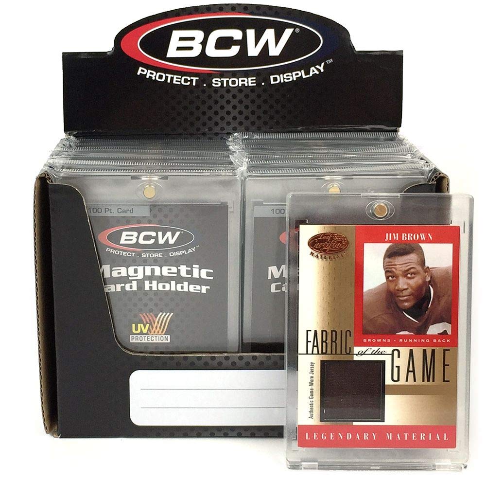 BCW Magnetic Card Holder – 100 PT, 16 Pack | UV-Protected Display Case with Gold Magnet Closure