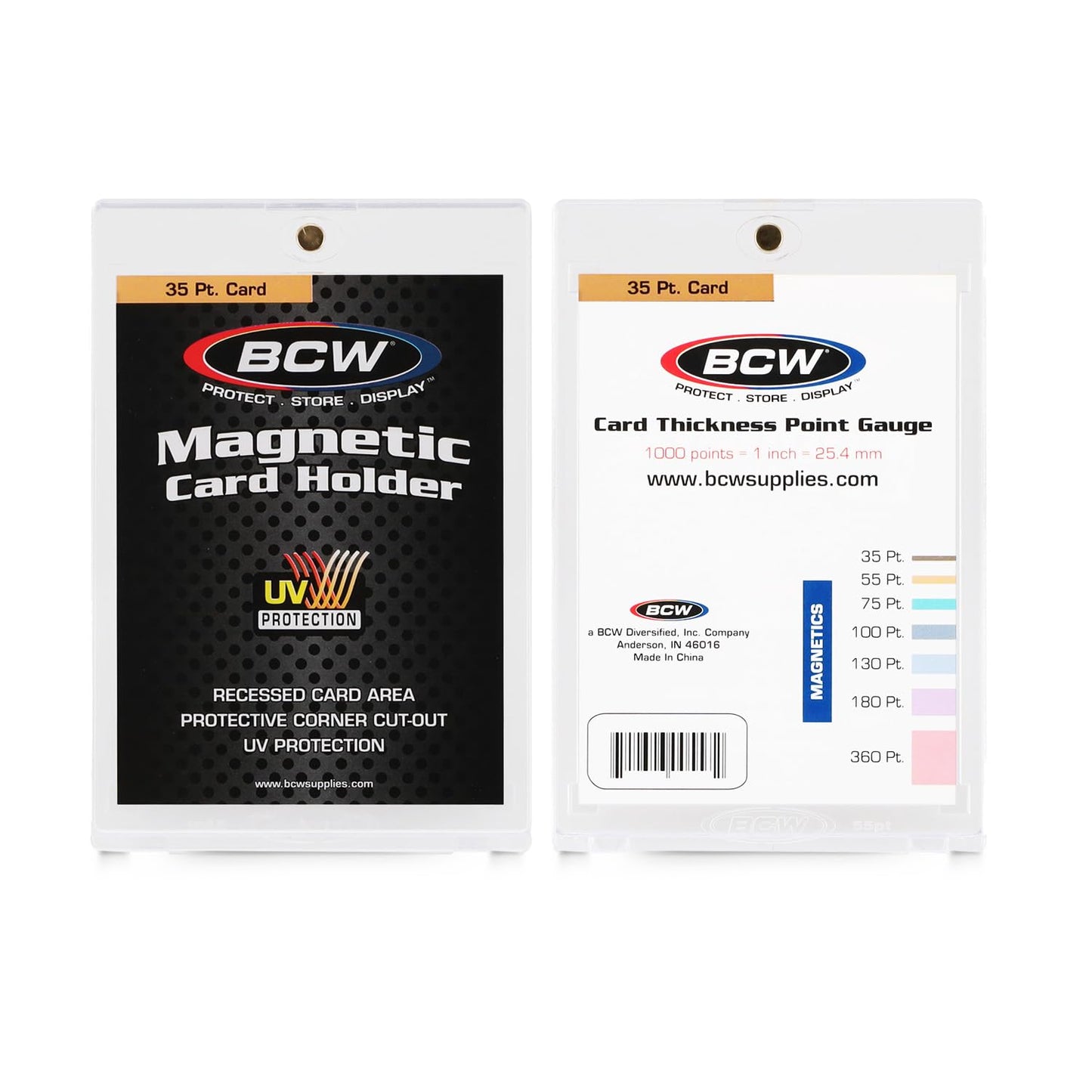 BCW Magnetic Card Holder 35 PT Thickness - 20 Pack | UV Protected Display Case with Gold Magnet Closure