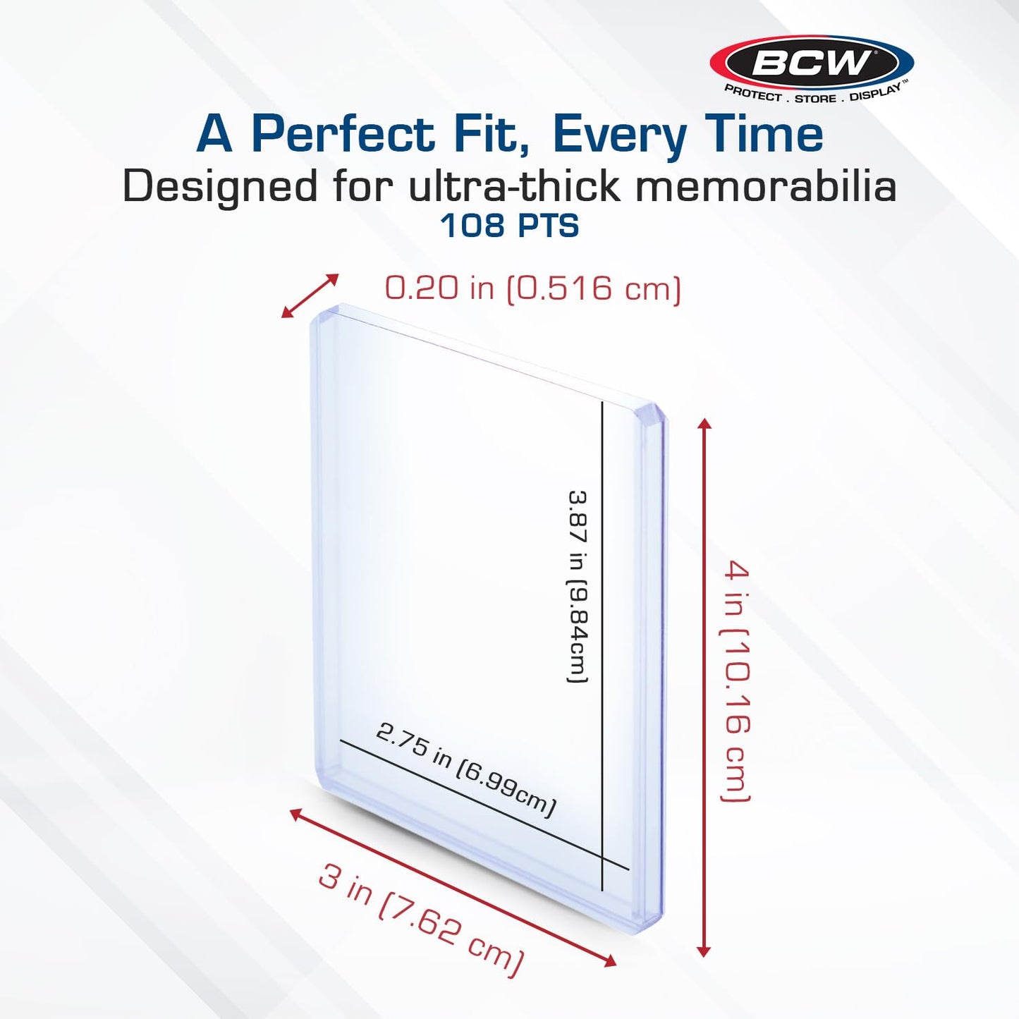 BCW 108 PT Thick Card Toploader Holder – Durable Rigid PVC Protection (Pack of 1)