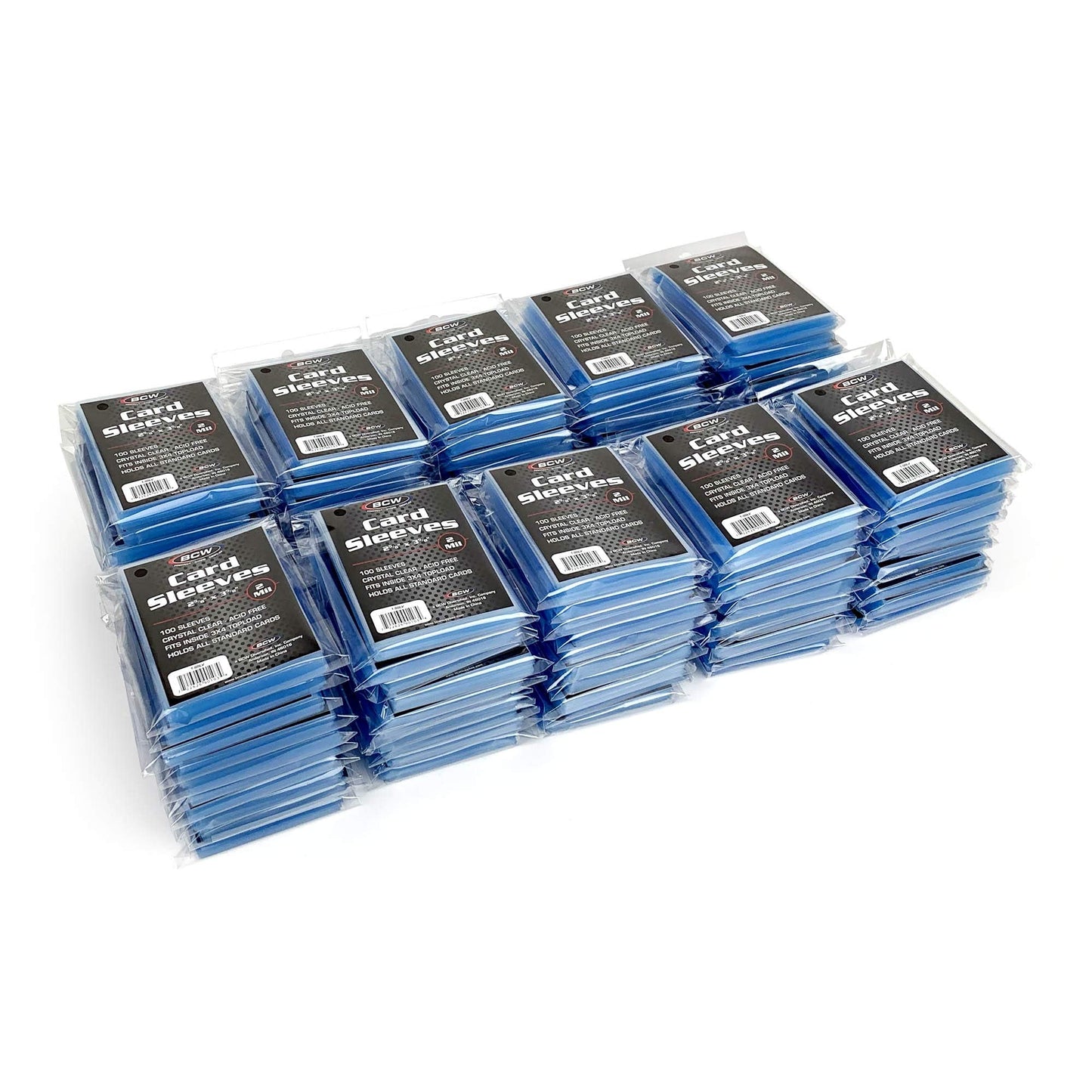 BCW Standard Card Sleeves 2-5/8 x 3-5/8 in – 100 Packs (10,000 ct) Crystal Clear, Acid-Free, Toploader Compatible