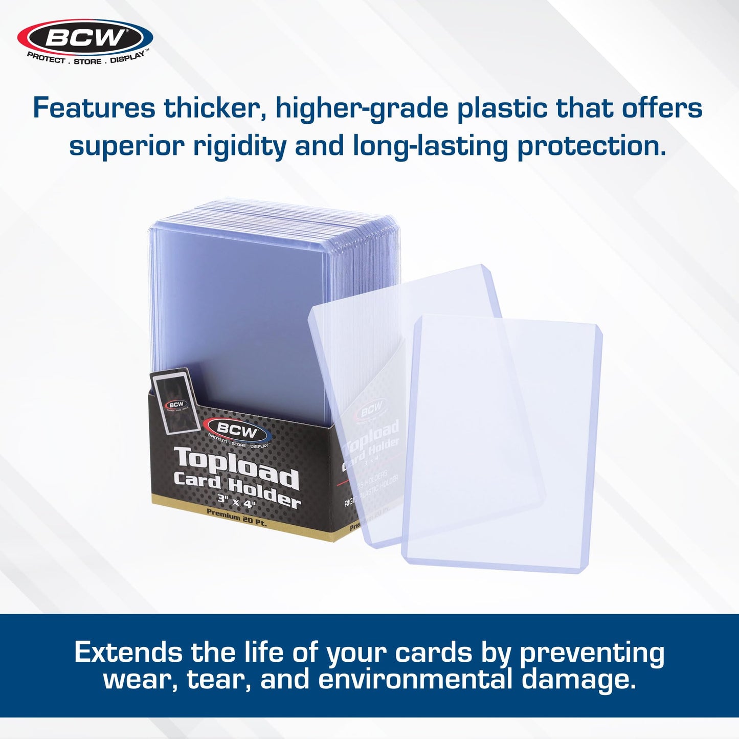 BCW Premium 3x4 Toploaders – 100 Pack | Ultra-Clear 20PT Card Protectors