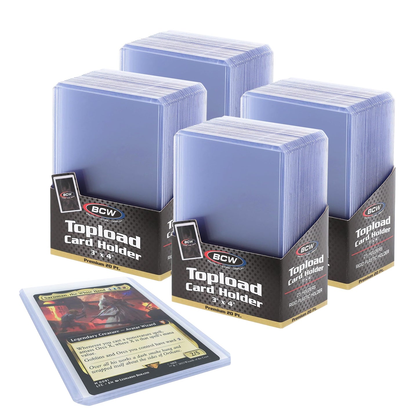 BCW Premium 3x4 Toploaders – 100 Pack | Ultra-Clear 20PT Card Protectors