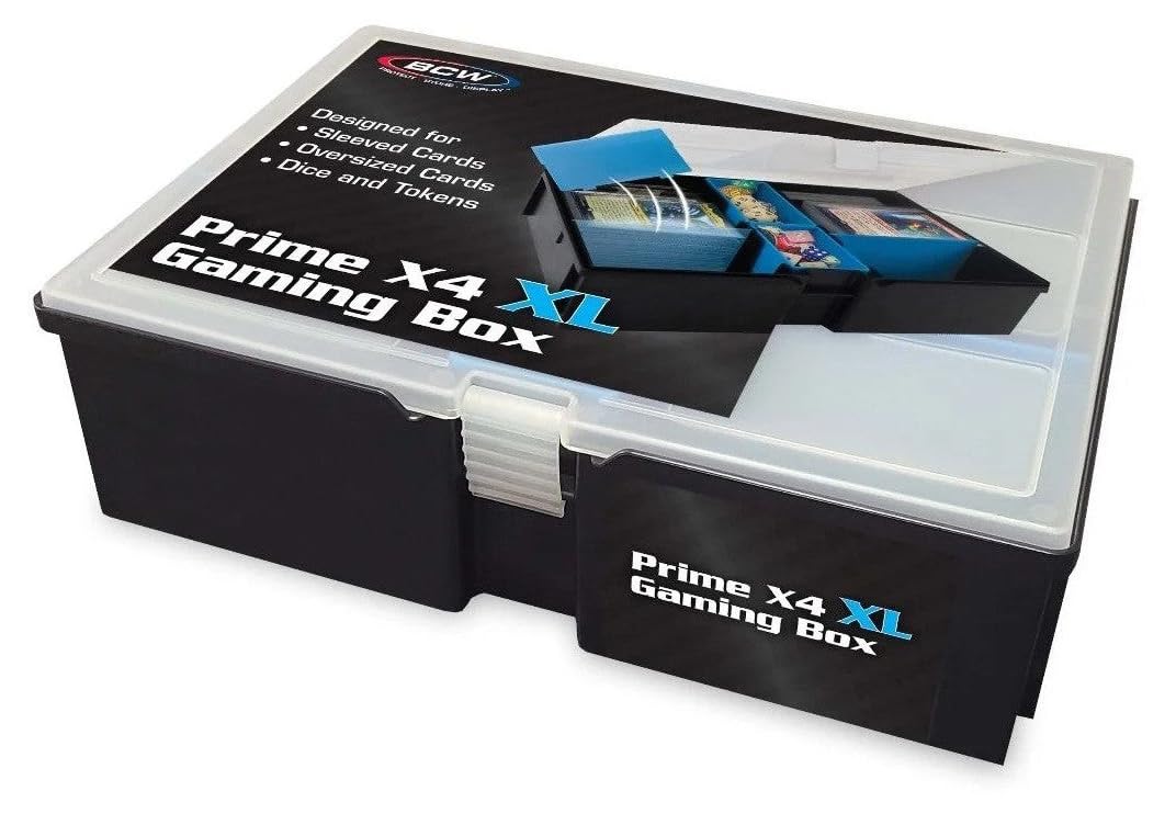 BCW Prime X4 XL Gaming Box - Card Deck Storage with Removable Dividers & Dice Trays