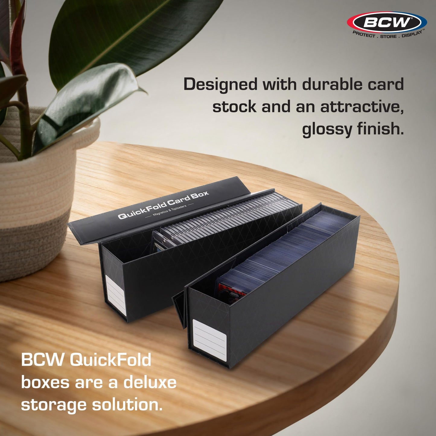 BCW QuickFold Magnetic Toploader Boxes – 3 Pack | Fast Assembly & Secure Card Storage