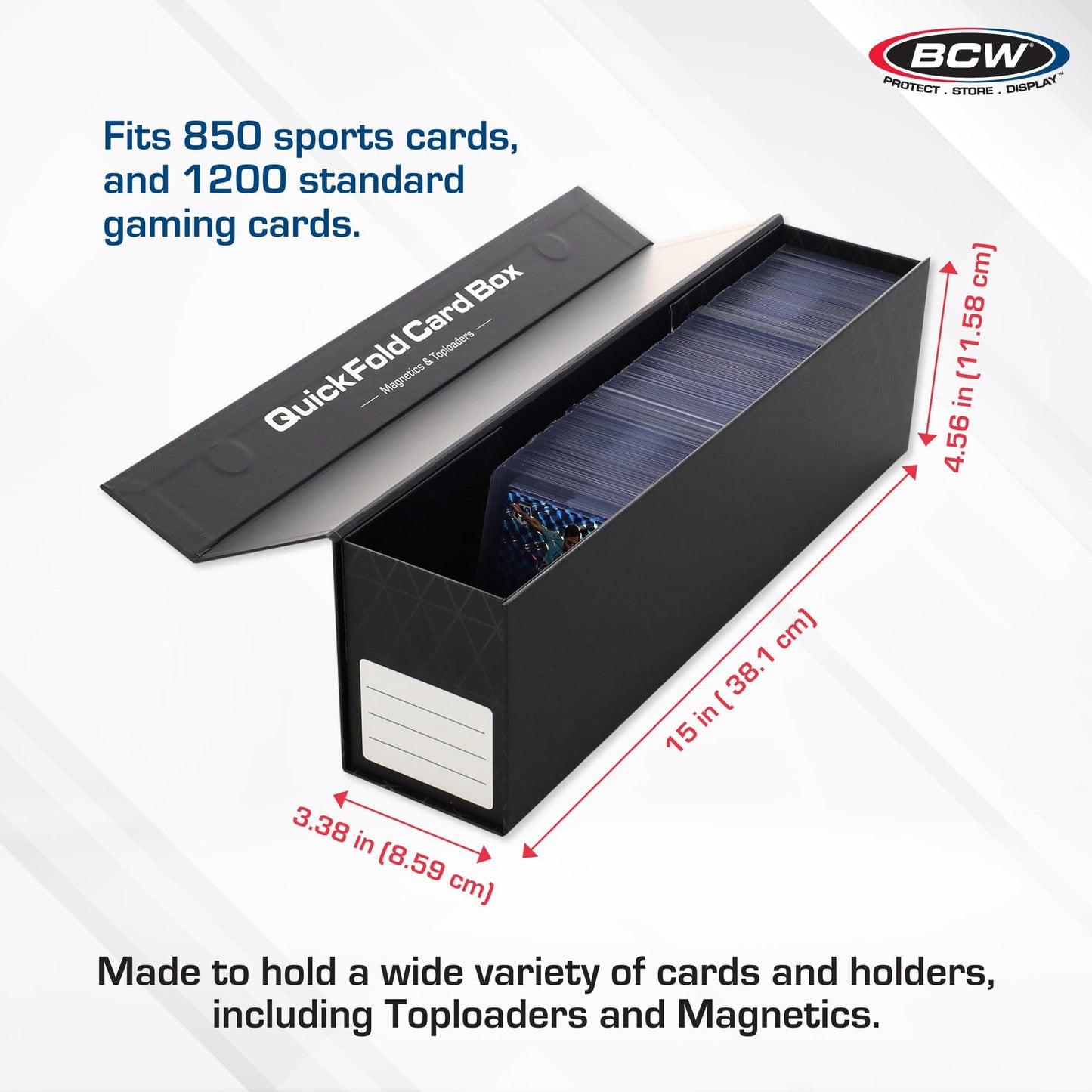 BCW QuickFold Magnetic Toploader Boxes – 3 Pack | Fast Assembly & Secure Card Storage