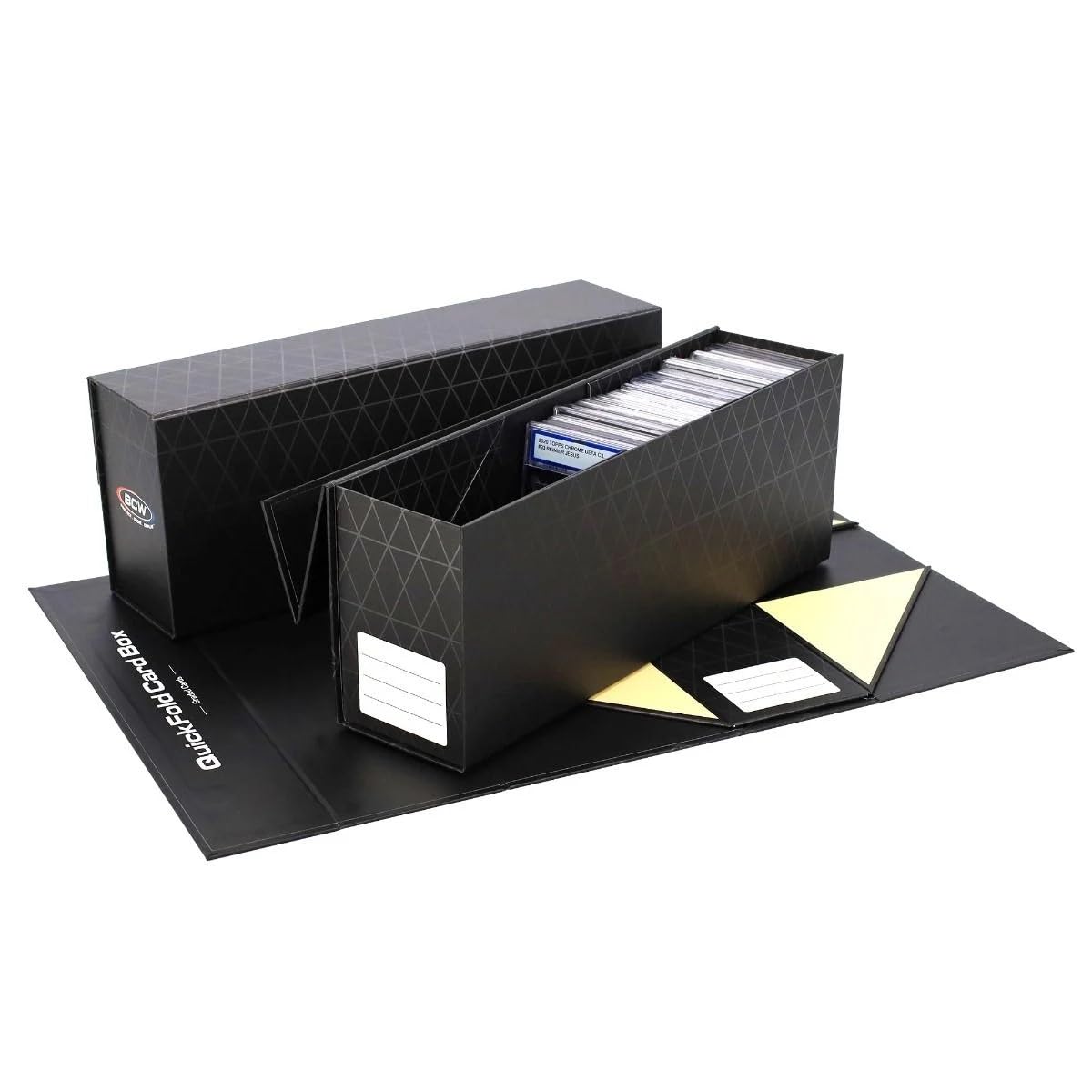 BCW QuickFold Card Boxes for Graded Cards – Black | Holds 50 Slabs | Magnetic Closure | 3 Pack