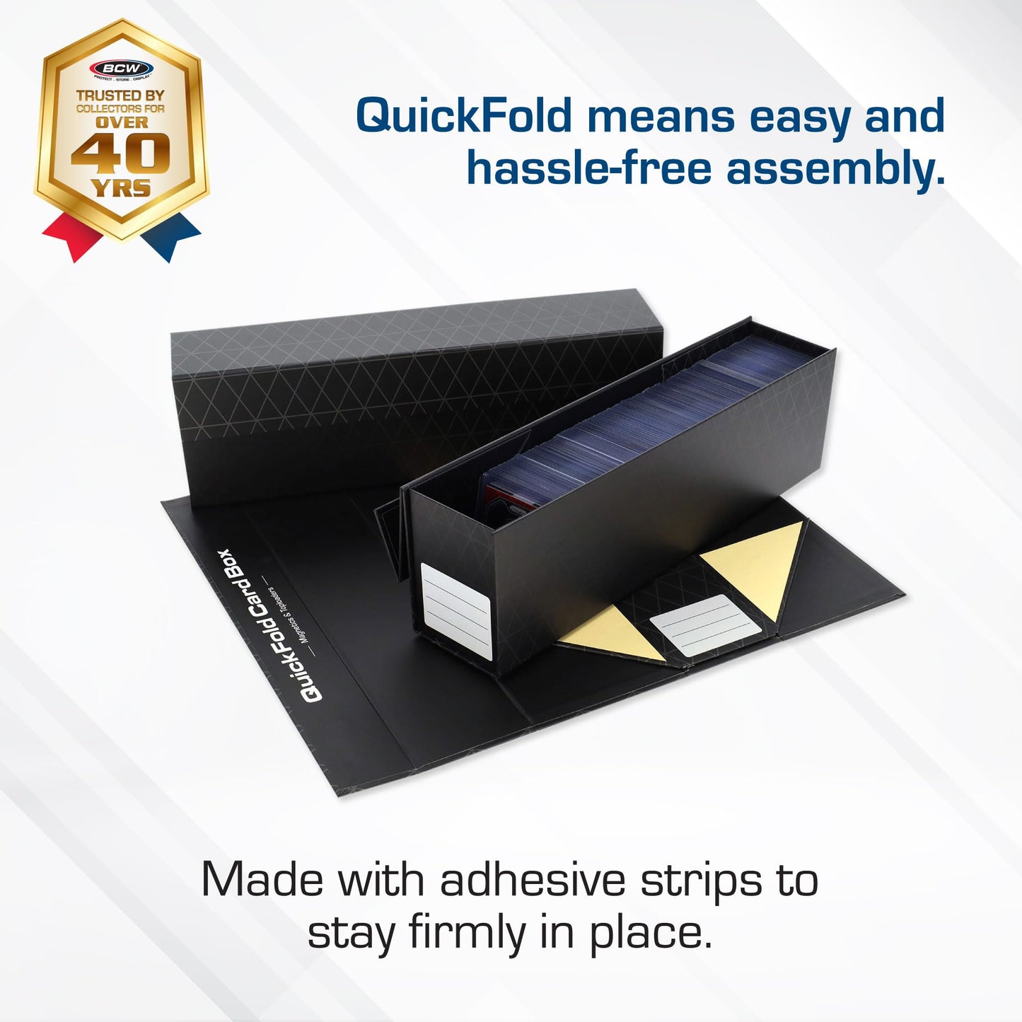 BCW QuickFold Magnetic Toploader Boxes – 3 Pack | Fast Assembly & Secure Card Storage