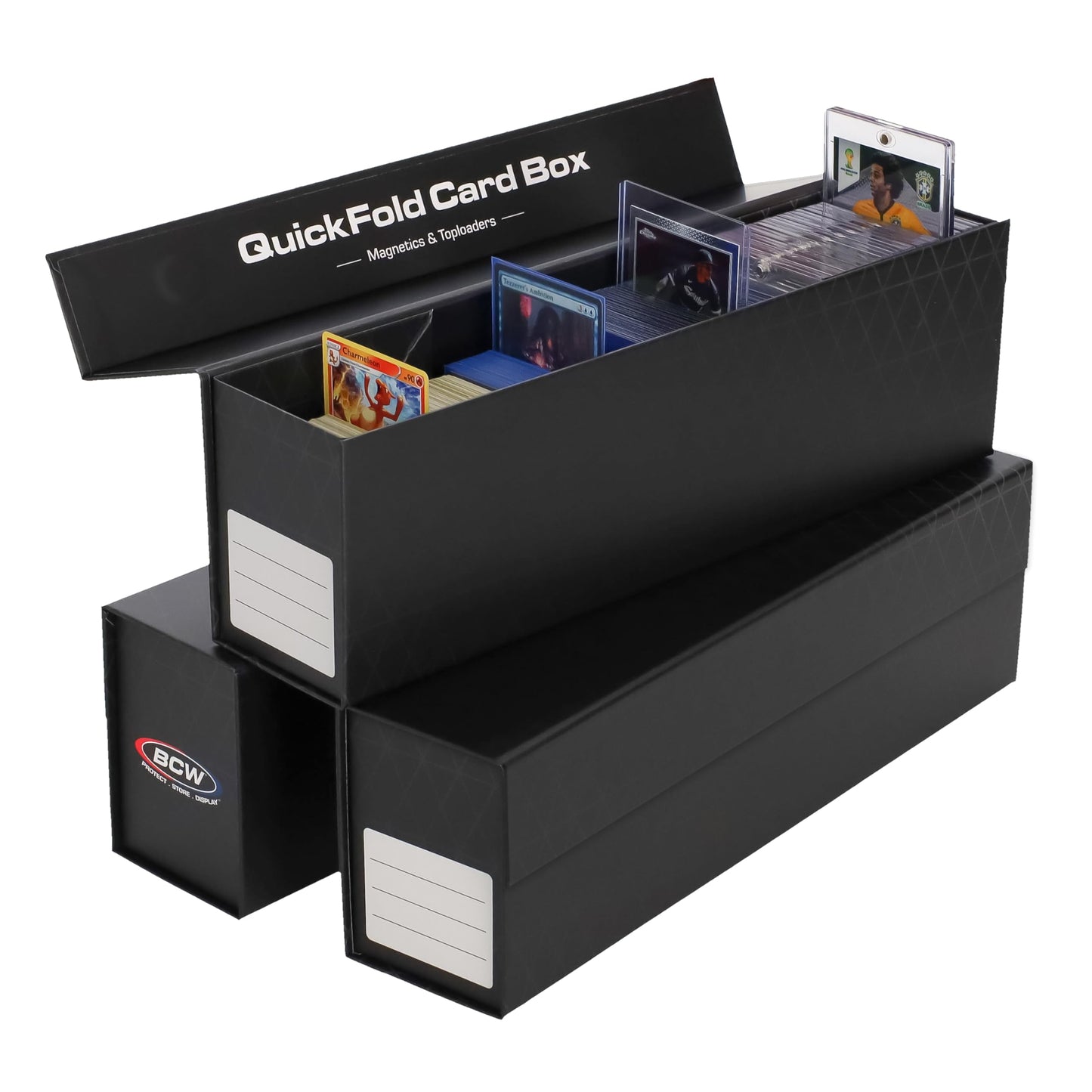 BCW QuickFold Magnetic Toploader Boxes – 3 Pack | Fast Assembly & Secure Card Storage