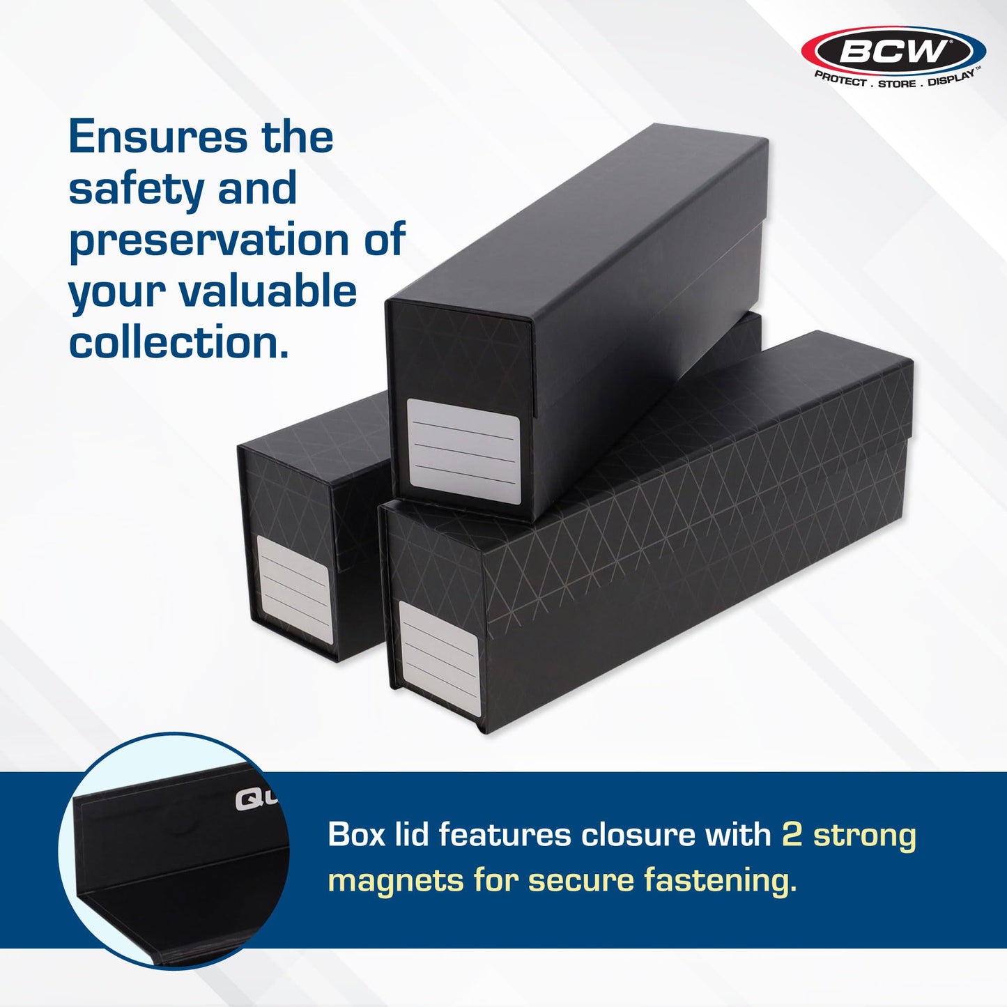 BCW QuickFold Magnetic Toploader Boxes – 3 Pack | Fast Assembly & Secure Card Storage