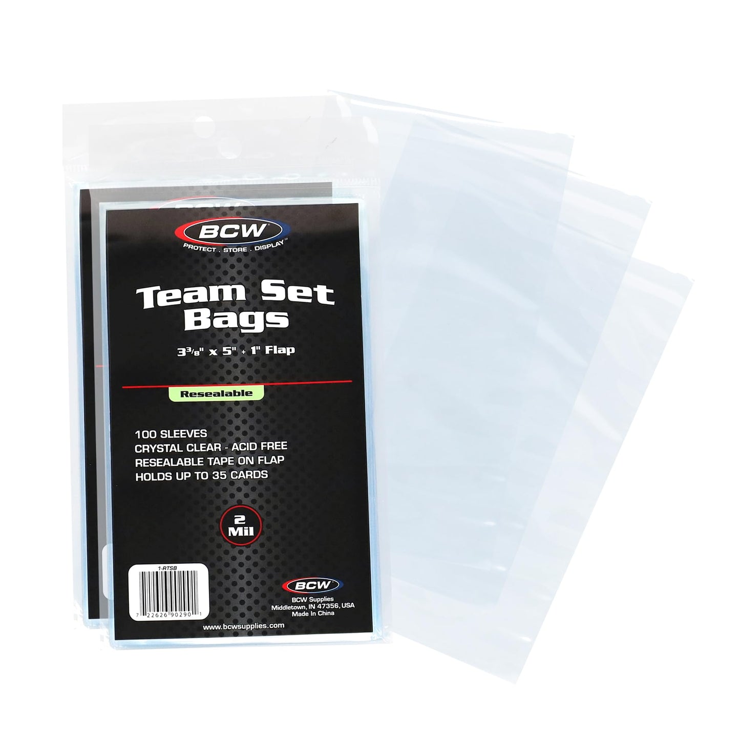 BCW Resealable Team Set Bags – 200 Count | Holds 35 Loose Cards, 5 Top Loaders, 108pt Magnetics