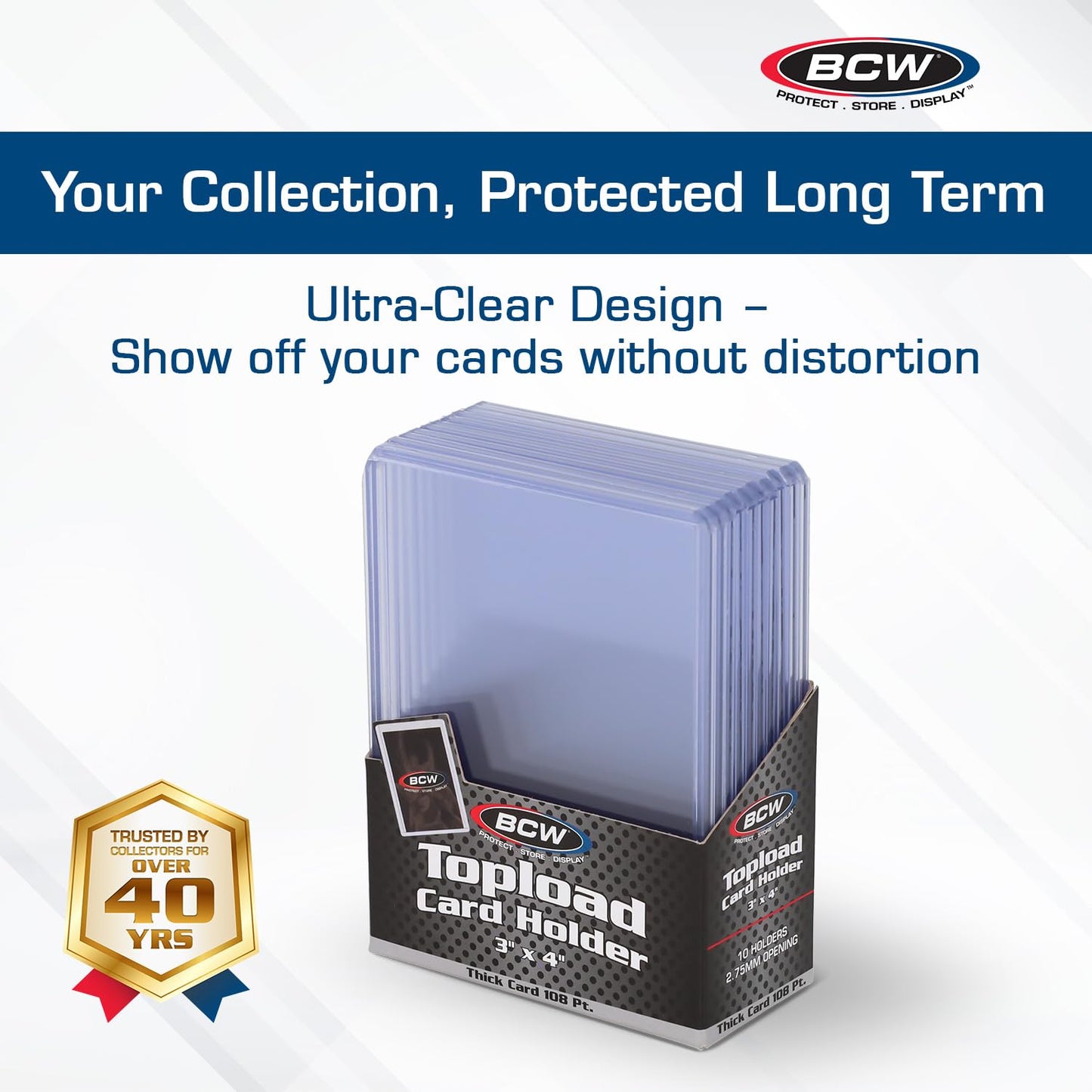 BCW 108 PT Thick Card Toploader Holder – Durable Rigid PVC Protection (Pack of 1)