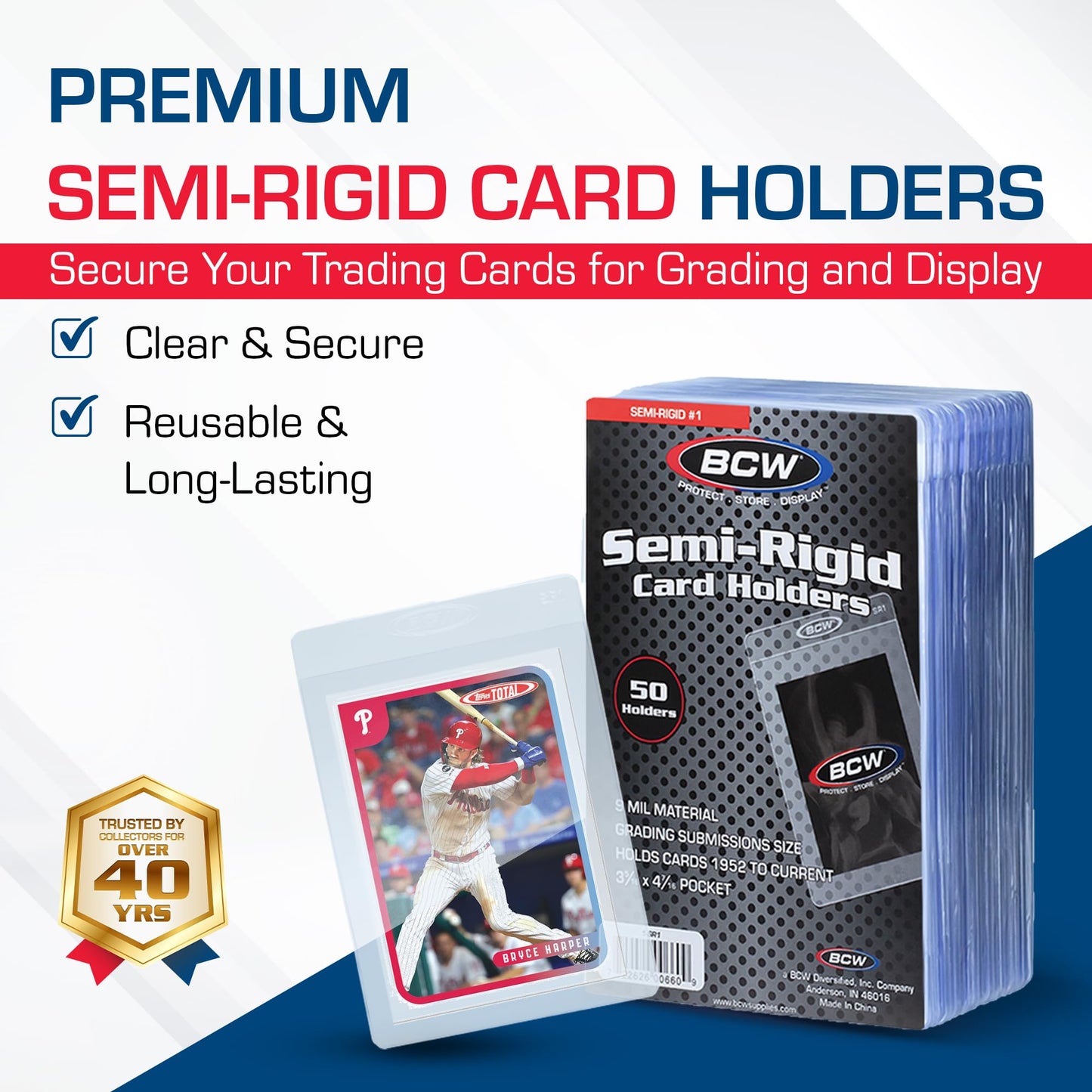 BCW Semi Rigid Card Holder #1 – 400 Pack for Grading Submissions & Card Protection