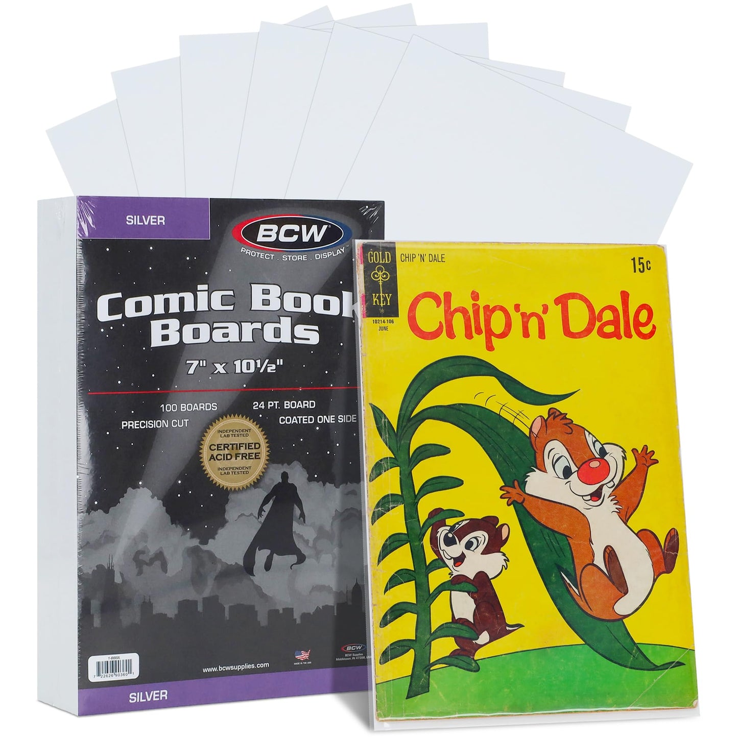 BCW Silver Age Backing Boards 7x10.5 Inch – 100 Pack, Acid-Free & Durable