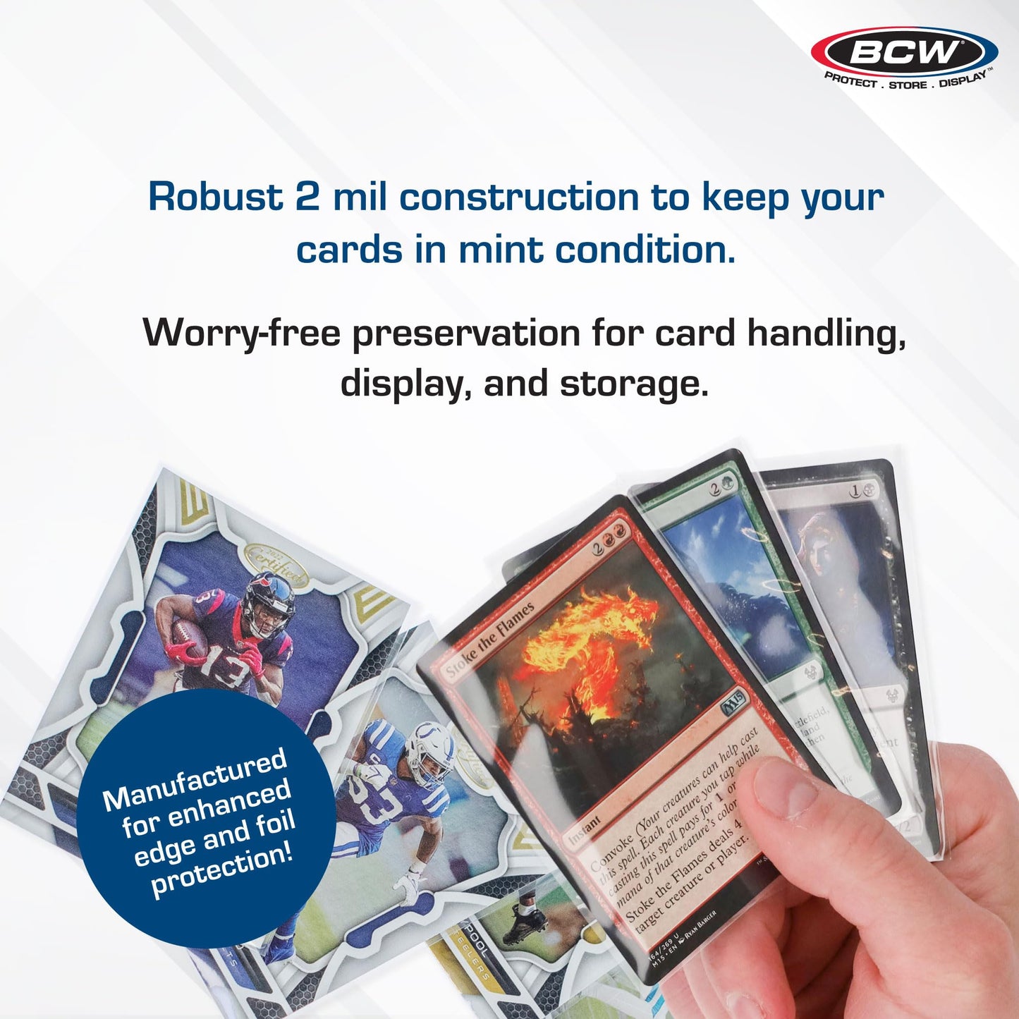 BCW Standard Card Sleeves 2-5/8 x 3-5/8 in – 100 Packs (10,000 ct) Crystal Clear, Acid-Free, Toploader Compatible
