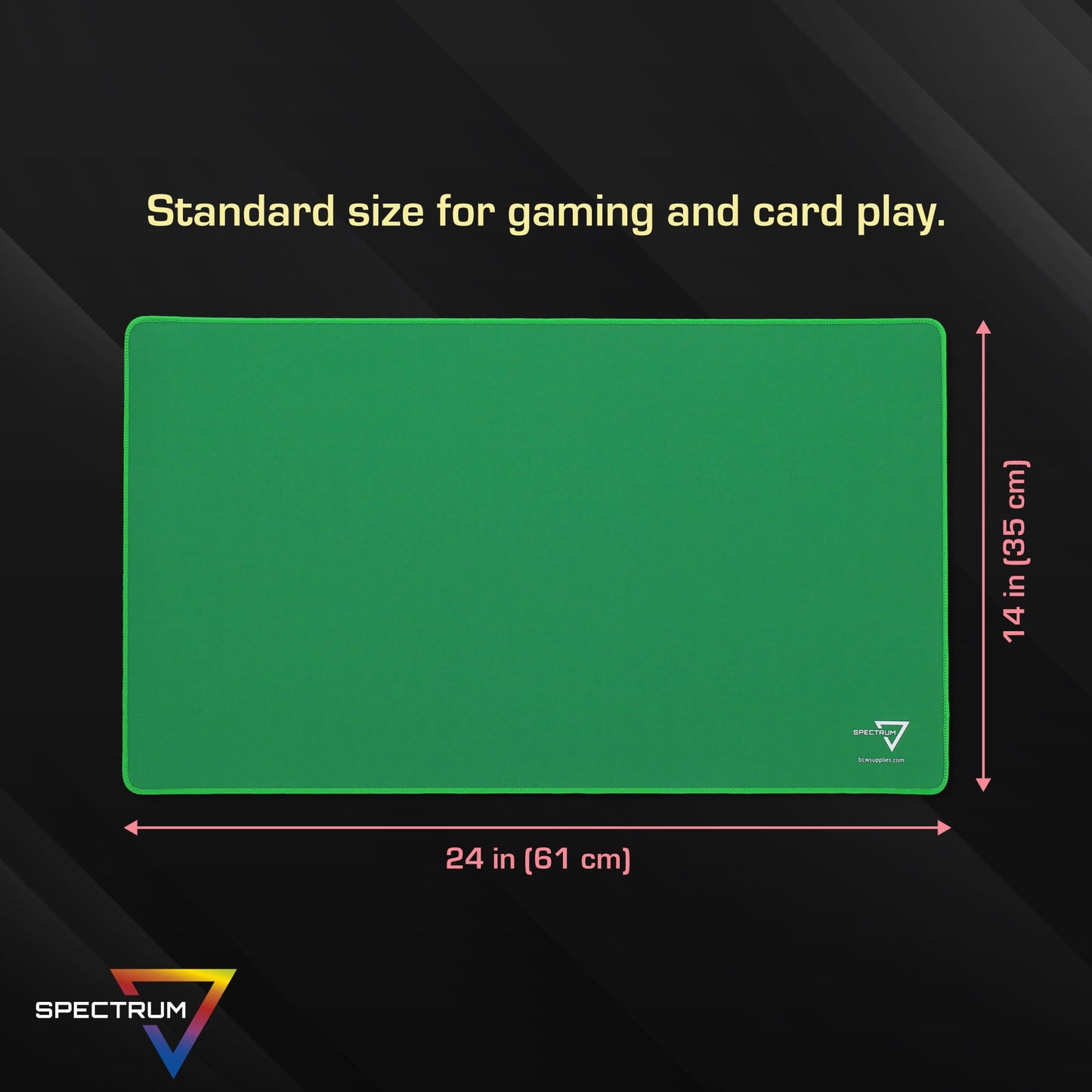 BCW Spectrum Playmat – Green (24x14) with Stitched Edges | Durable Tabletop Gaming Surface