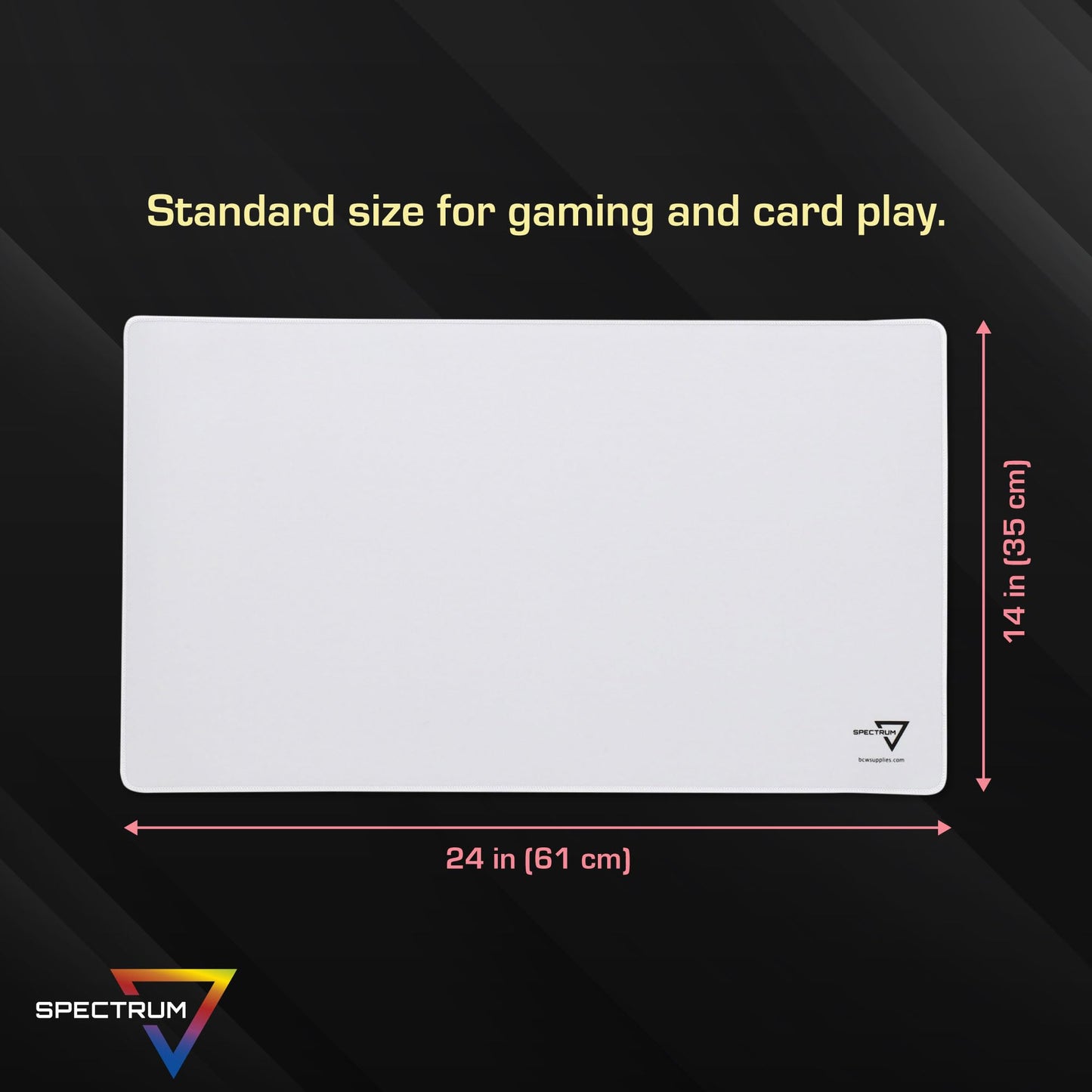 BCW Spectrum Playmat White 24x14 - Stitched Edges for Durability | Ideal for TCG & Tabletop Gaming