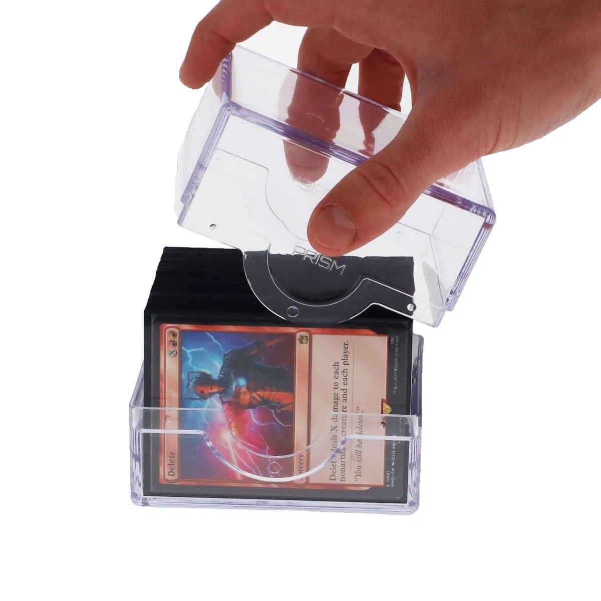 BCW Spectrum Prism Deck Case – Polished Translucent Finish, Holds 100 Double-Sleeved Cards, Secure Snap Closure
