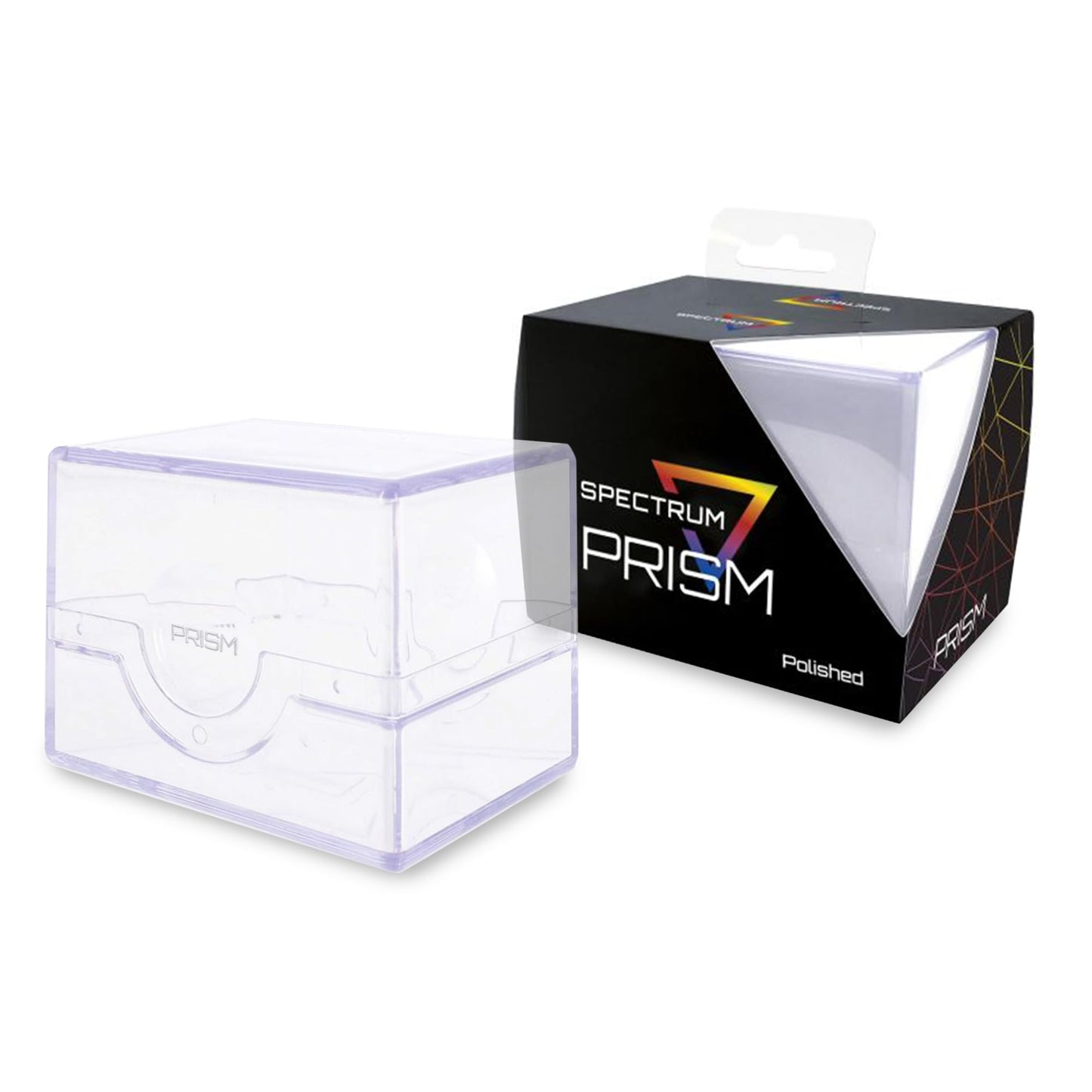 BCW Spectrum Prism Deck Case – Polished Translucent Finish, Holds 100 Double-Sleeved Cards, Secure Snap Closure