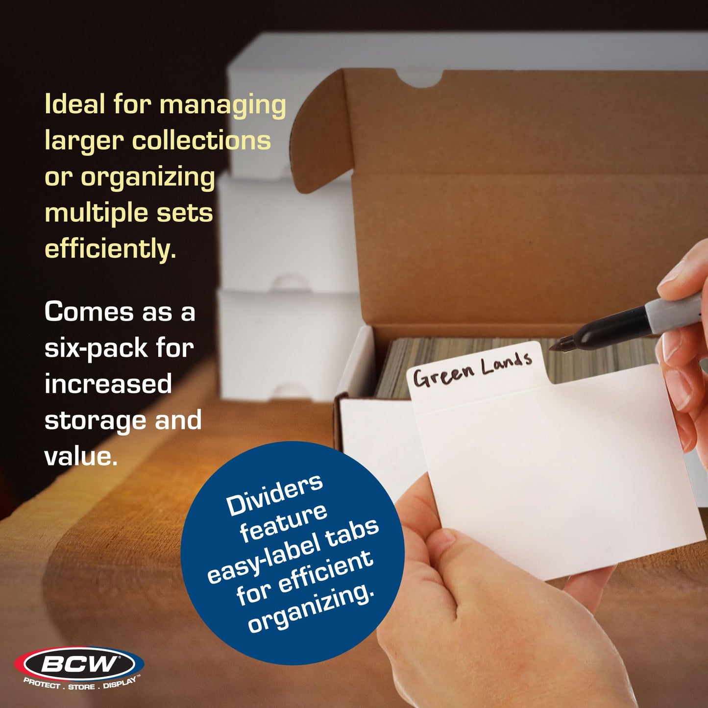 BCW 800ct Trading Card Storage Box + 30 Dividers – 6 Boxes & 30 Dividers | Card Organizer