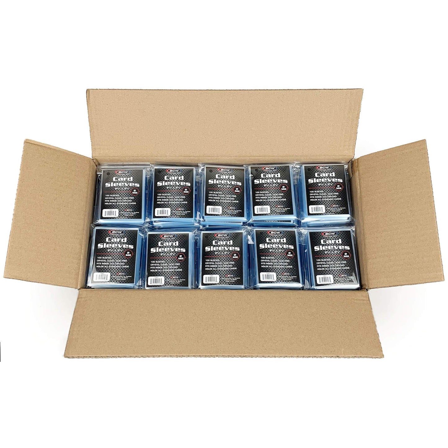 BCW Standard Card Sleeves 2-5/8 x 3-5/8 in – 100 Packs (10,000 ct) Crystal Clear, Acid-Free, Toploader Compatible